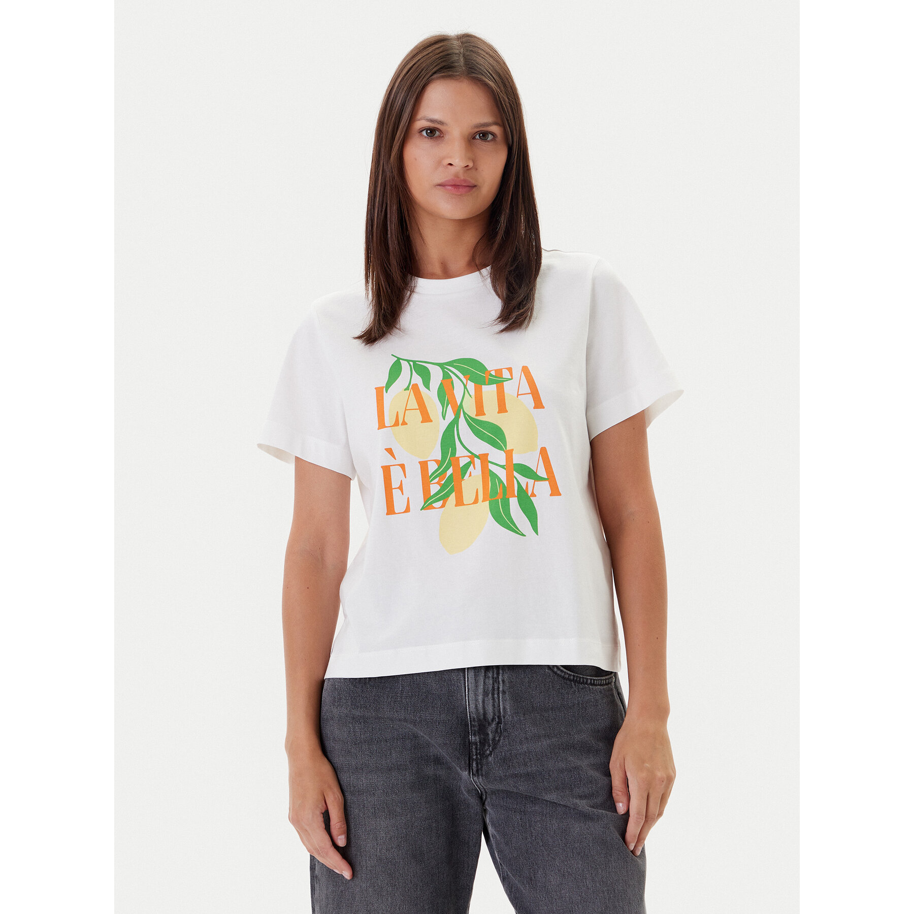 Vero Moda T-Shirt Sonna 10327143 Biały Regular Fit
