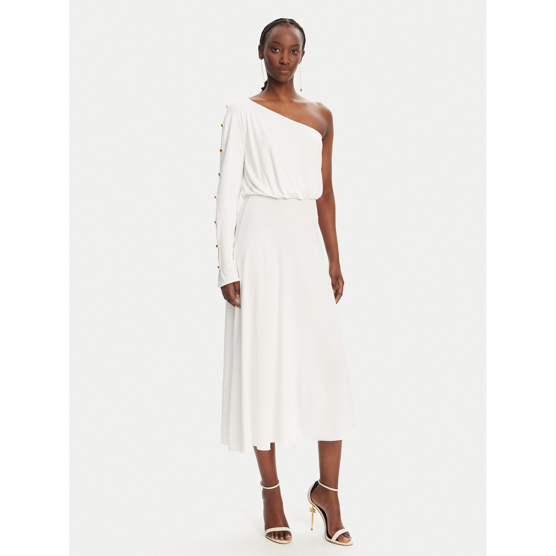 Elisabetta Franchi Sukienka koktajlowa AB80252E2 360 Biały Regular Fit