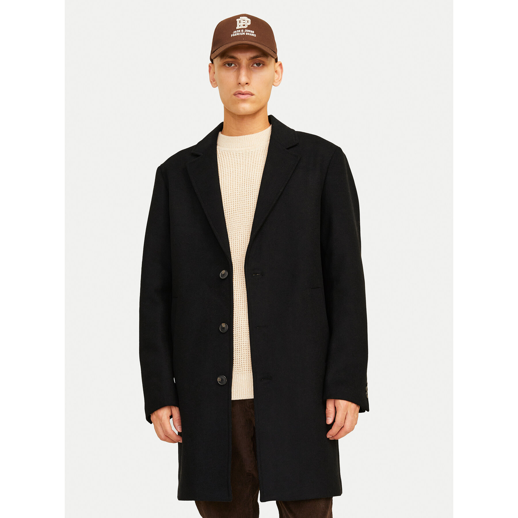 Jack & Jones Płaszcz wełniany Harris 12263845 Czarny Regular Fit