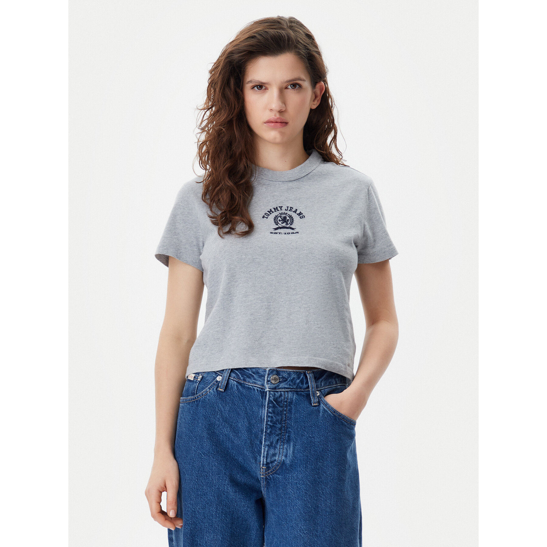 Tommy Jeans T-Shirt Varsity DW0DW20317 Szary Regular Fit