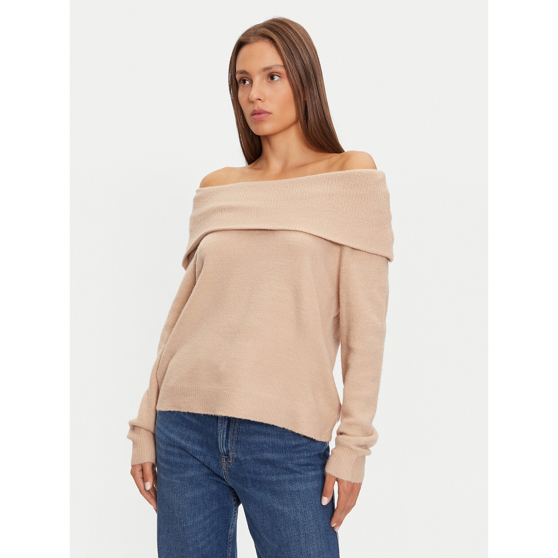 Brave Soul Sweter LK-248EVERLYNB Beżowy Regular Fit