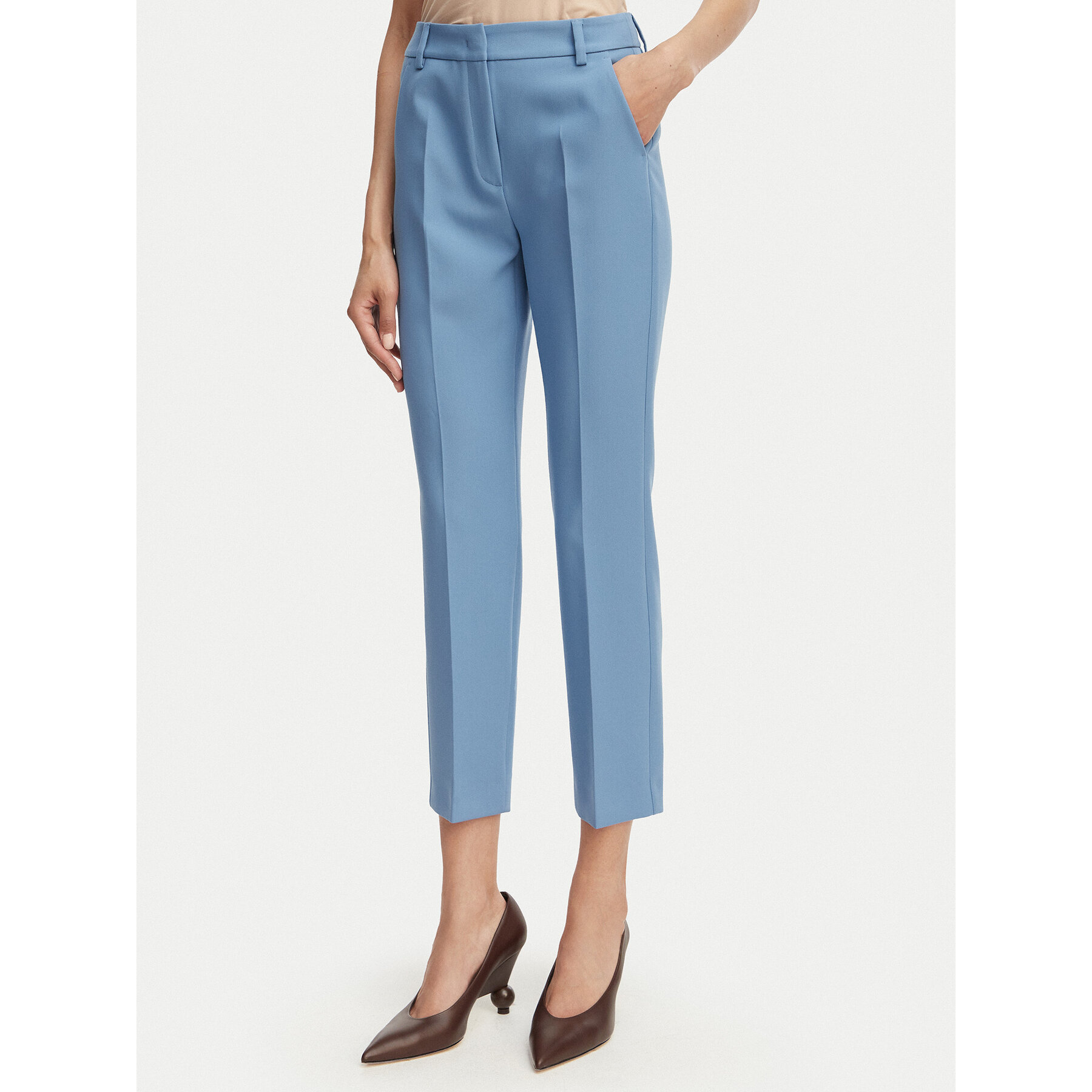 Weekend Max Mara Spodnie materiałowe Rana 2615131021 Błękitny Slim Fit