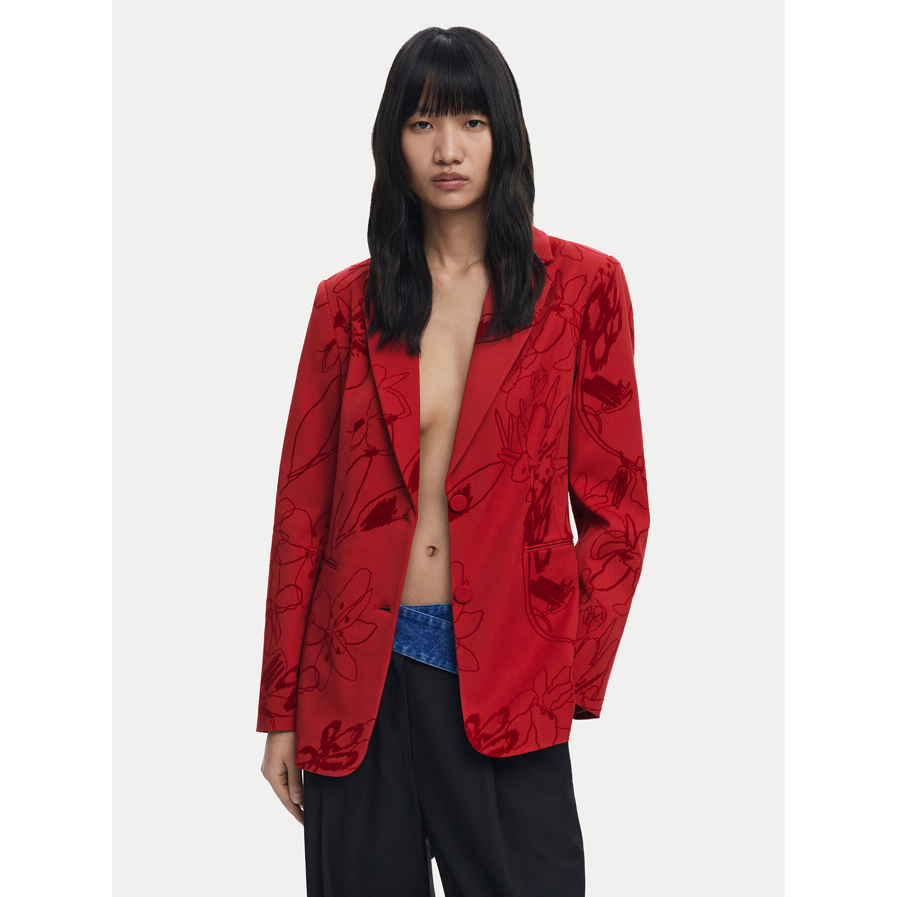 Desigual Marynarka Flockarty 25WWEW19 Czerwony Regular Fit