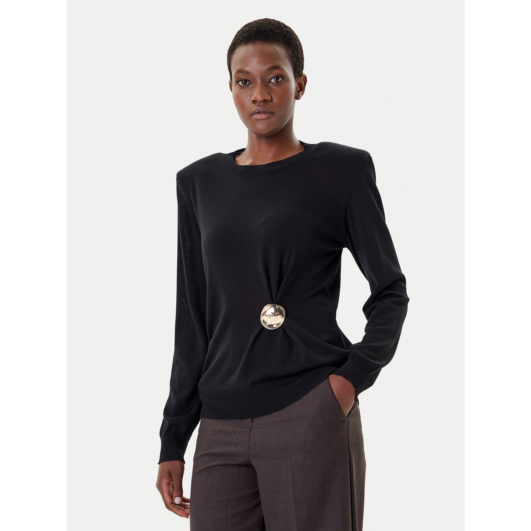 Simona Corsellini Sweter A25CPMGE0301 Czarny Regular Fit