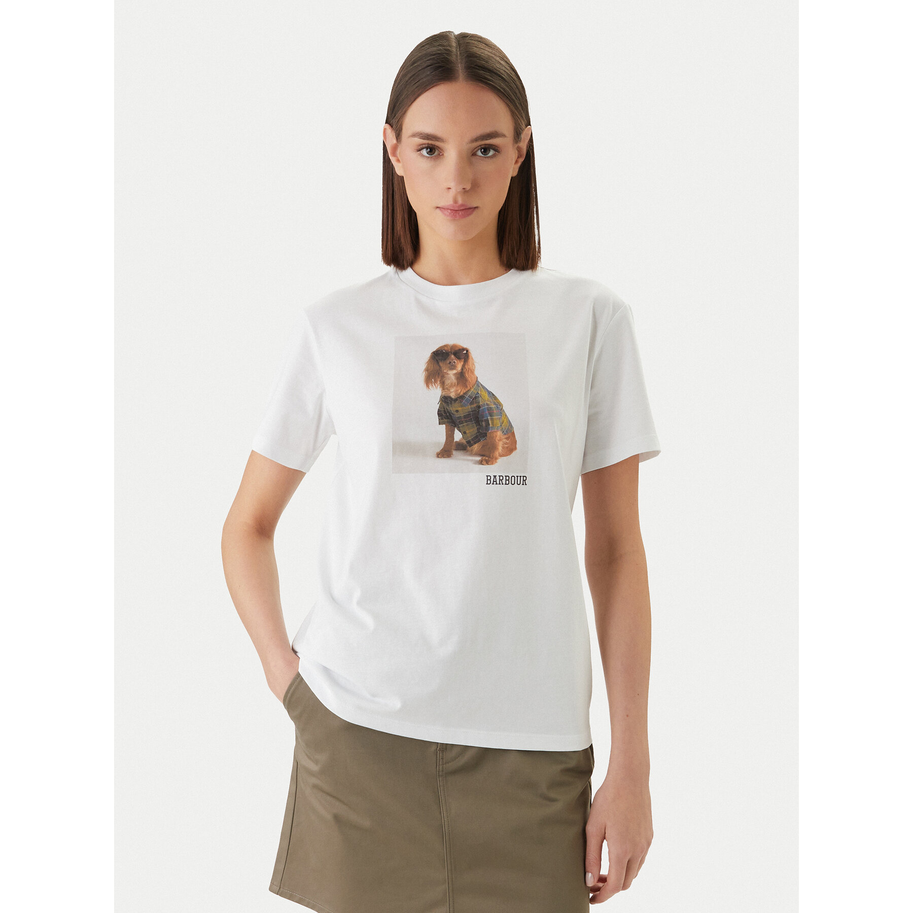 Barbour T-Shirt Marine LTS0716WH11 Biały Regular Fit