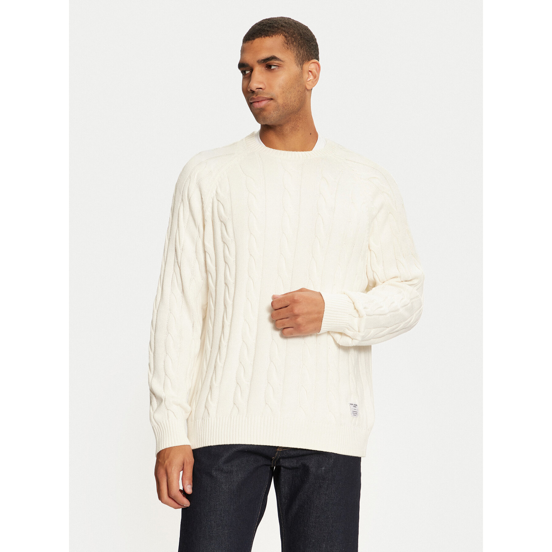 Pepe Jeans Sweter Camdem PM702455 Biały Regular Fit