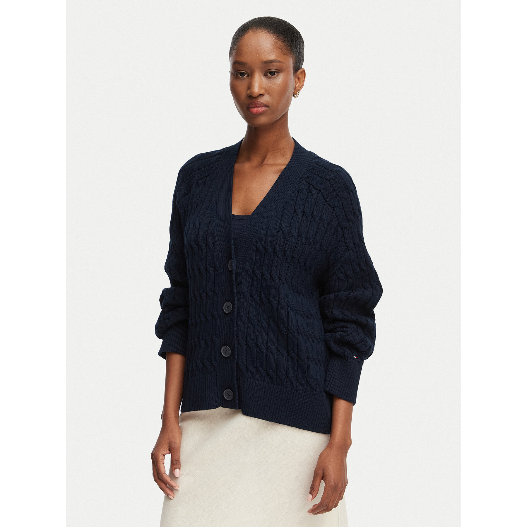 Tommy Hilfiger Kardigan WW0WW50078 Granatowy Relaxed Fit
