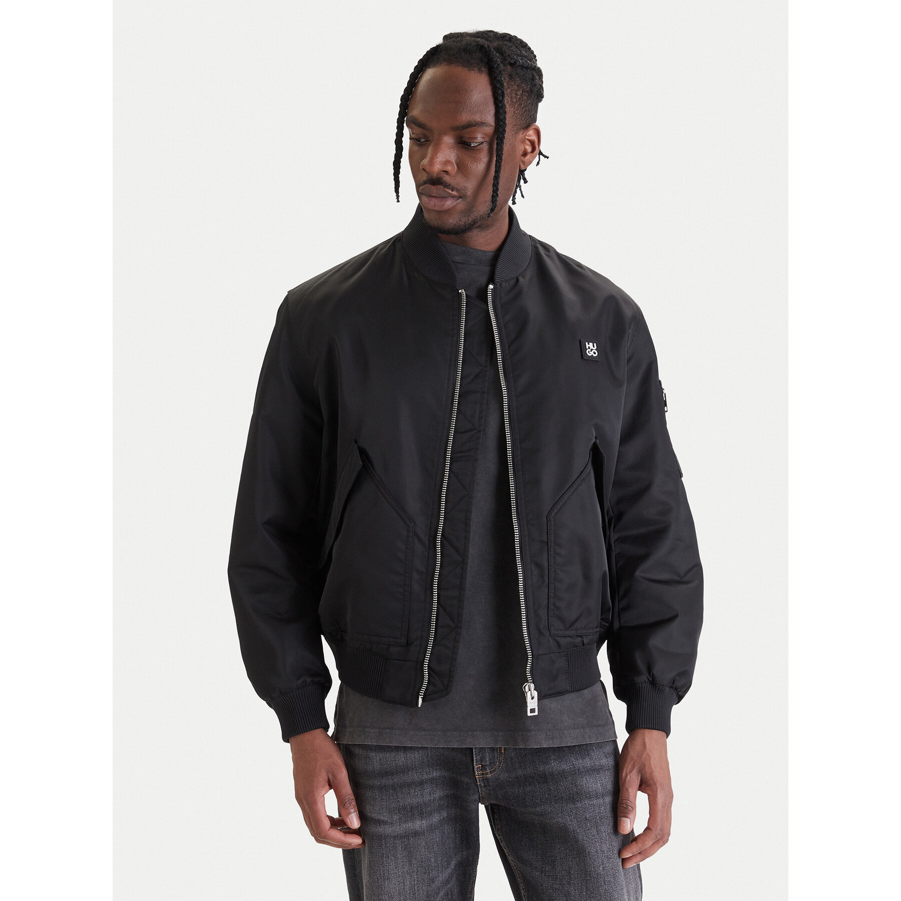 HUGO Kurtka bomber Badam2611 50552650 Czarny Regular Fit