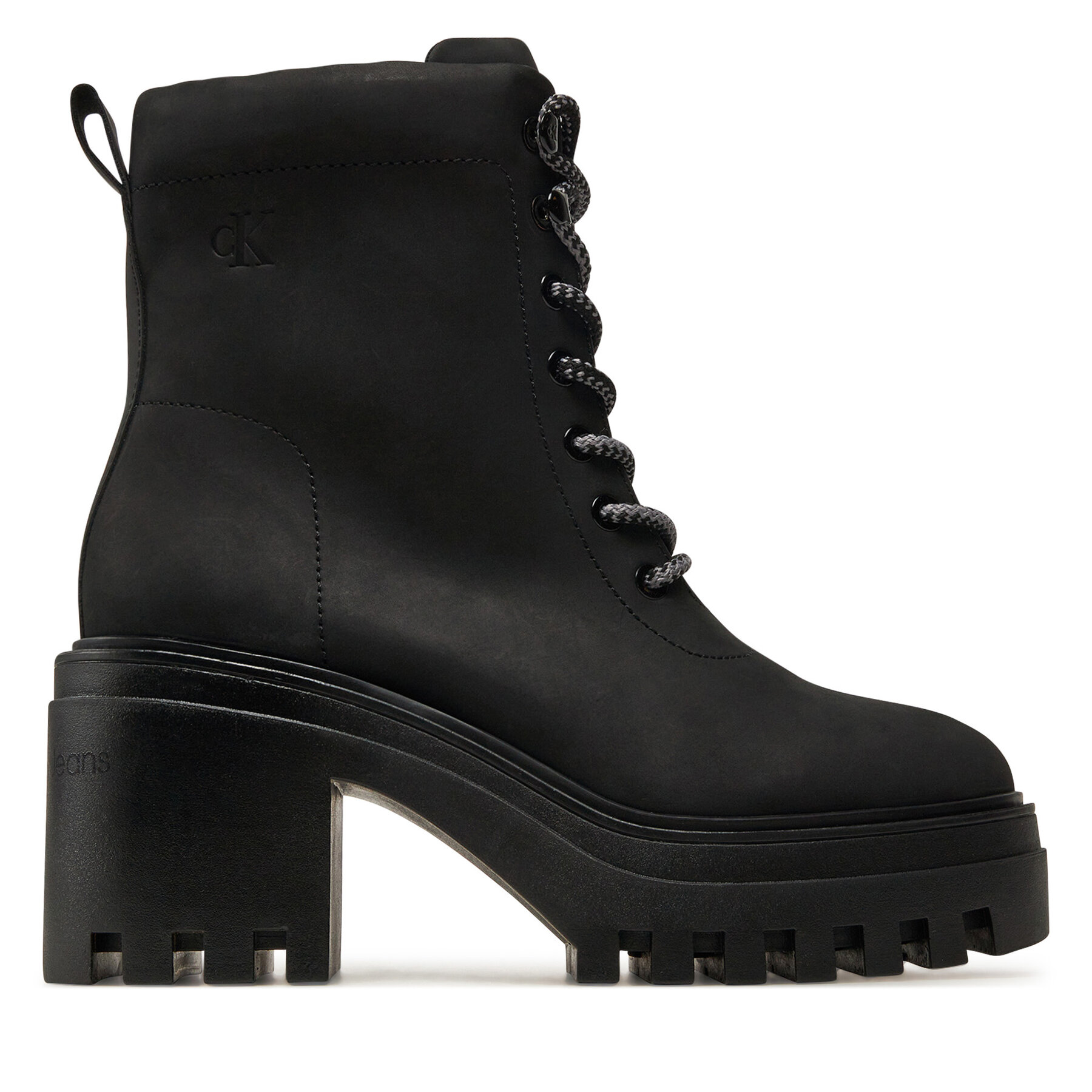 Calvin Klein Jeans Trzewiki Chunky Heeled Zip Boot Lth YW0YW01548 Czarny