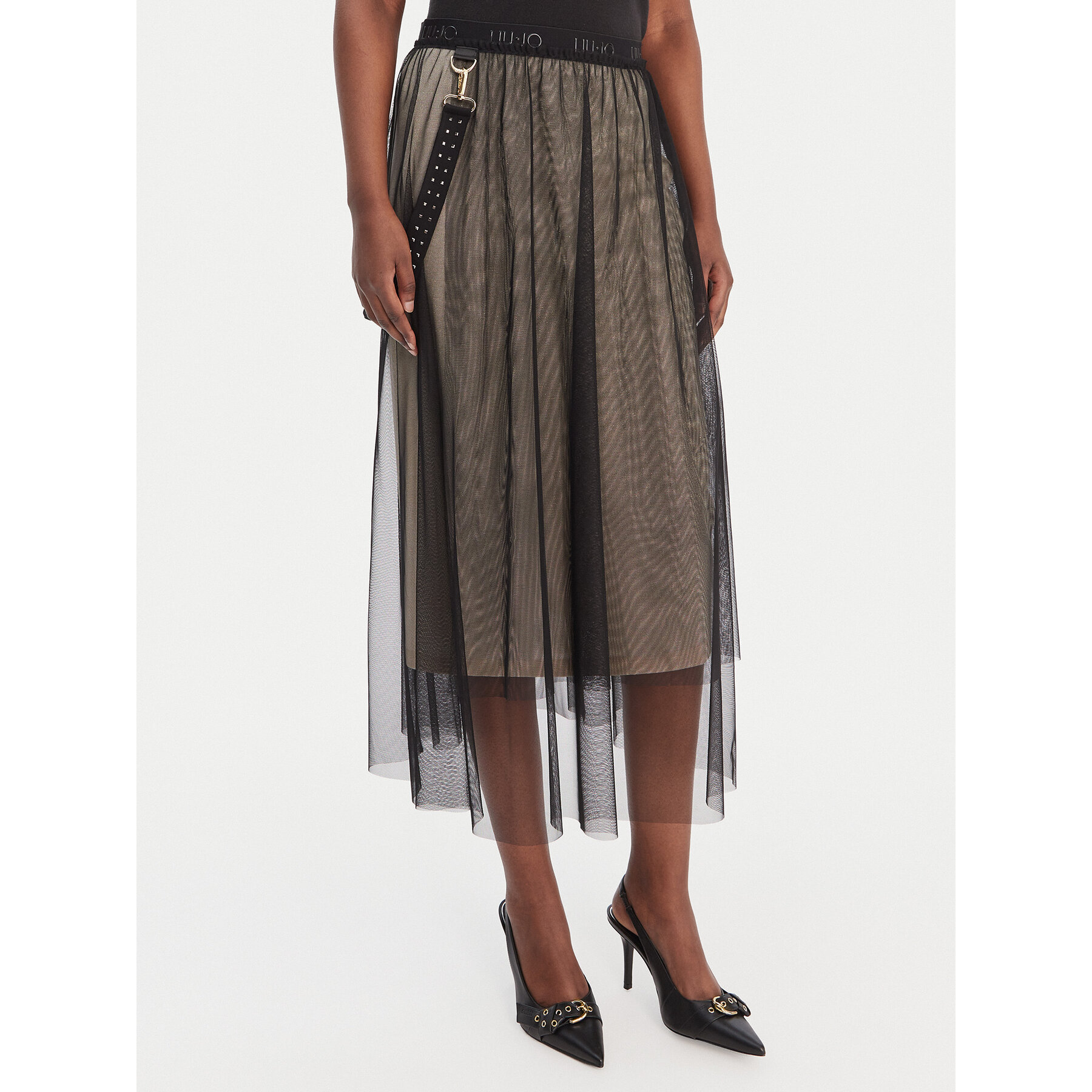 Liu Jo Sport Spódnica tiulowa TA6165 J5433 Czarny Regular Fit