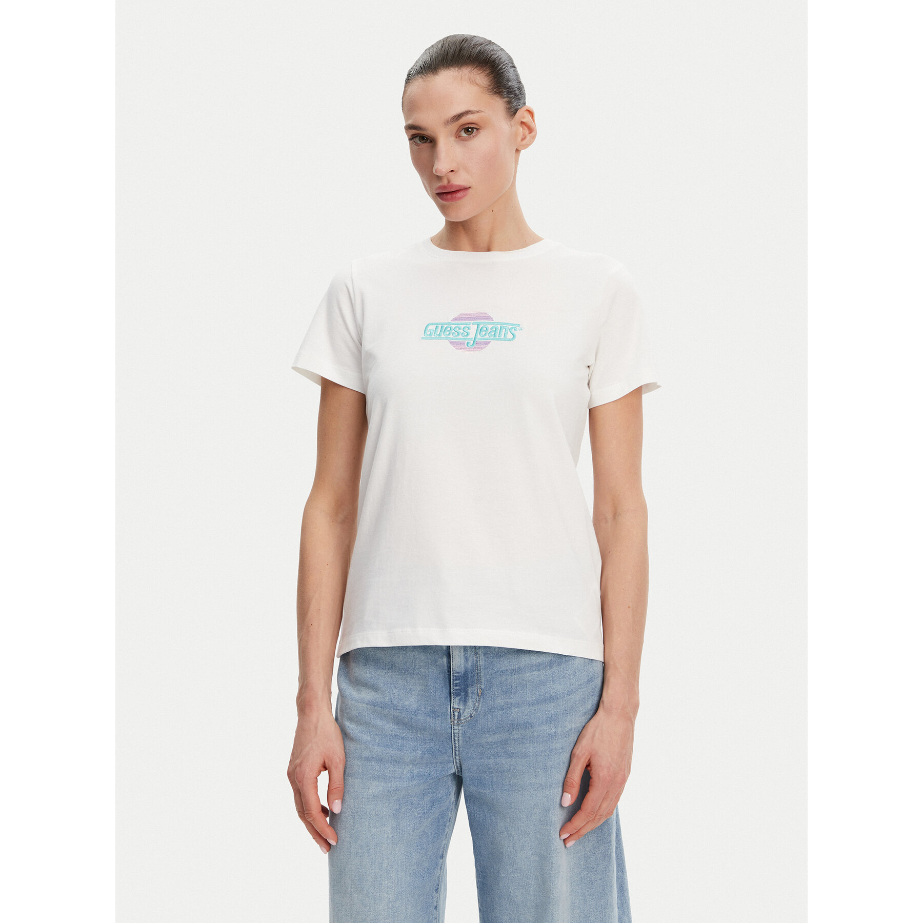 Guess Jeans T-Shirt W5GI26 J1314 Biały Regular Fit