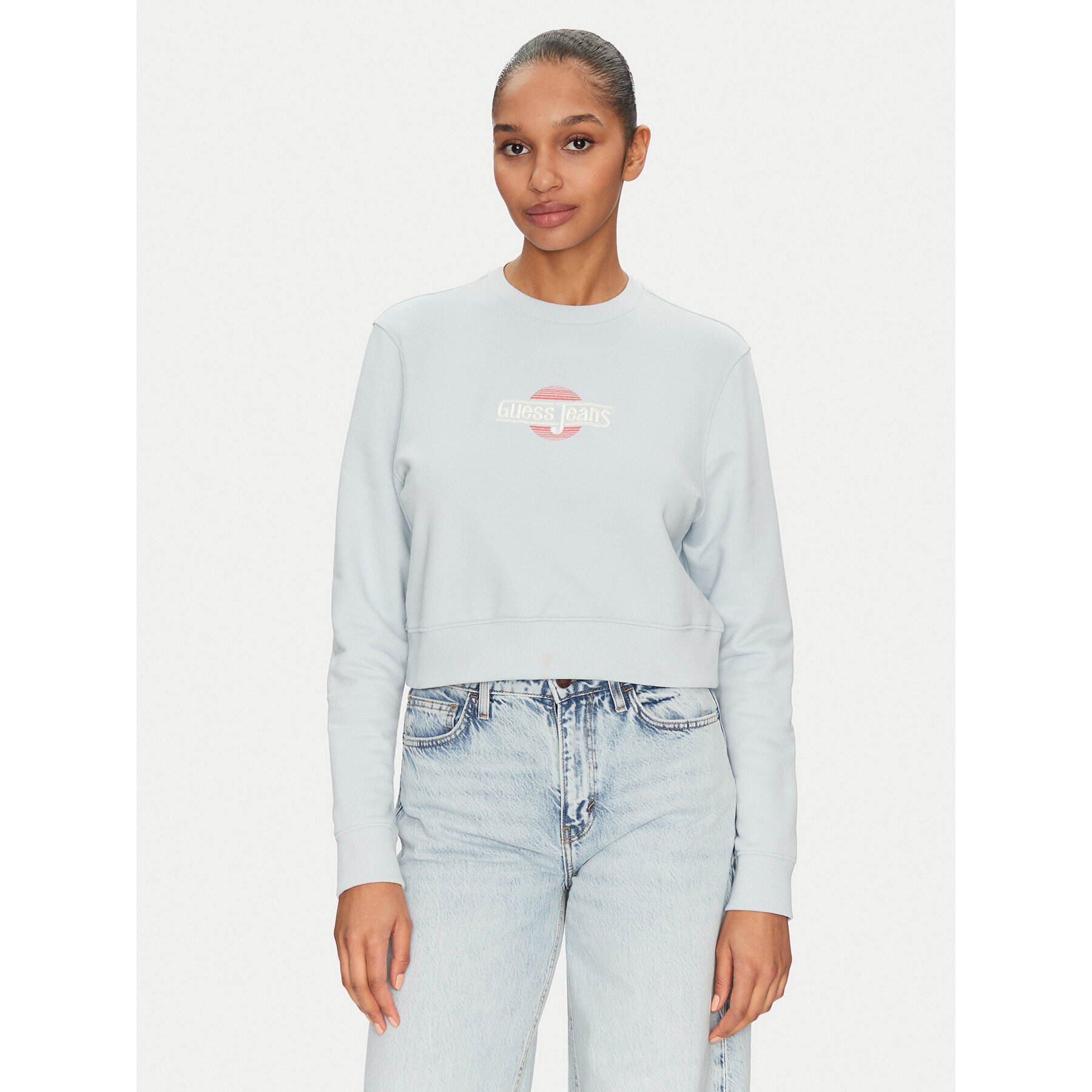 Guess Jeans Bluza W5GQ20 K68I4 Błękitny Regular Fit