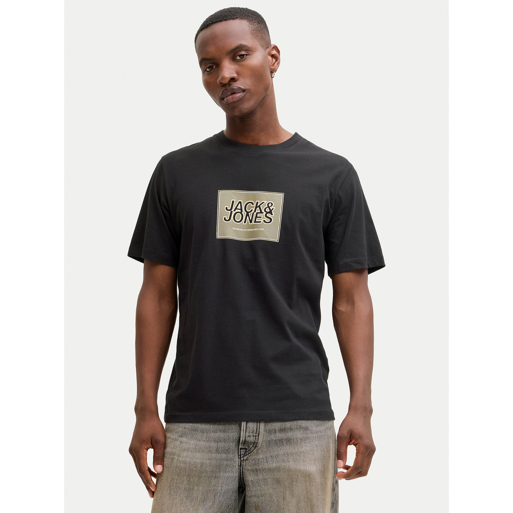 Jack & Jones T-Shirt Jjrain Tee Ss Crew Neck 12288097 Czarny Regular Fit