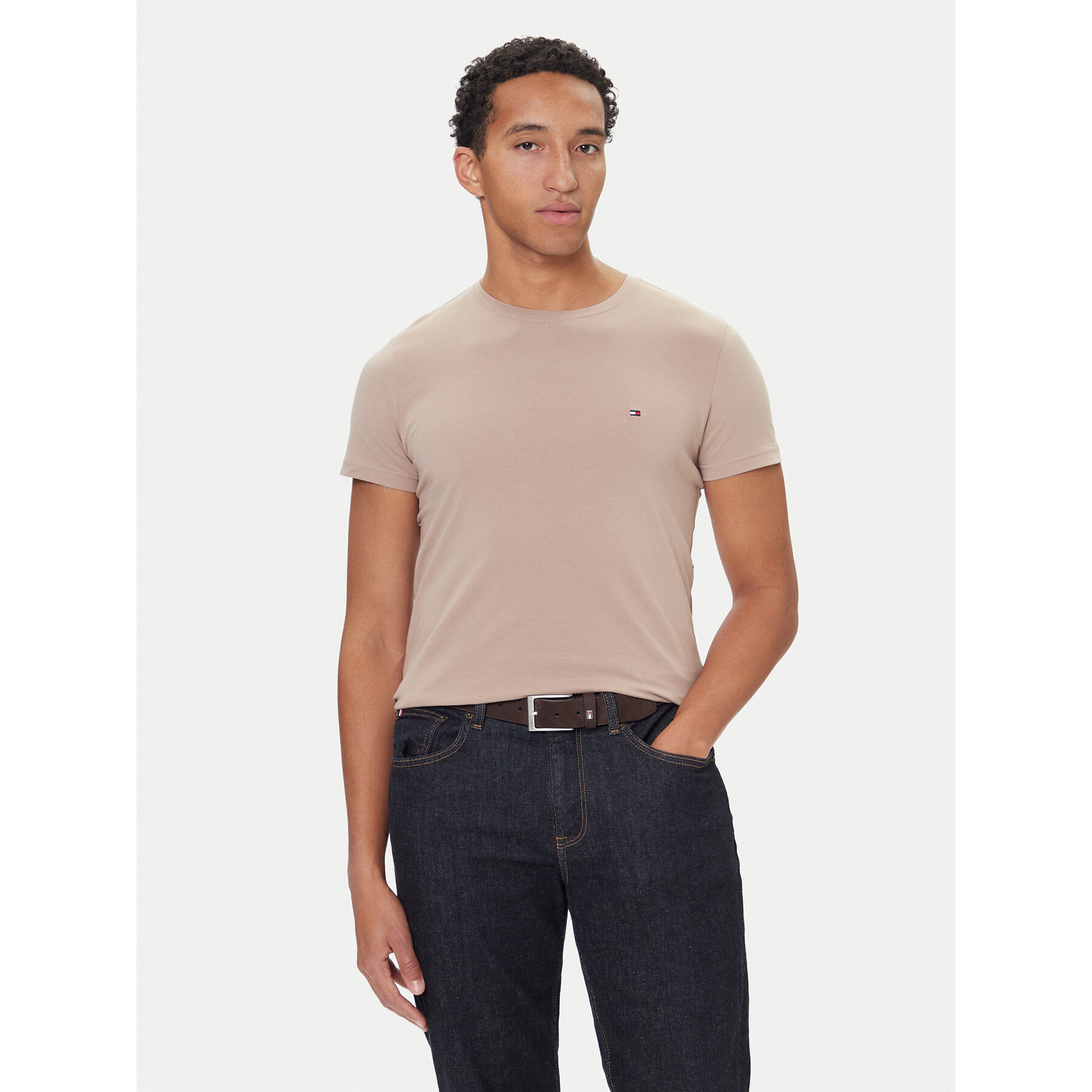 Tommy Hilfiger T-Shirt MW0MW10800 Beżowy Slim Fit