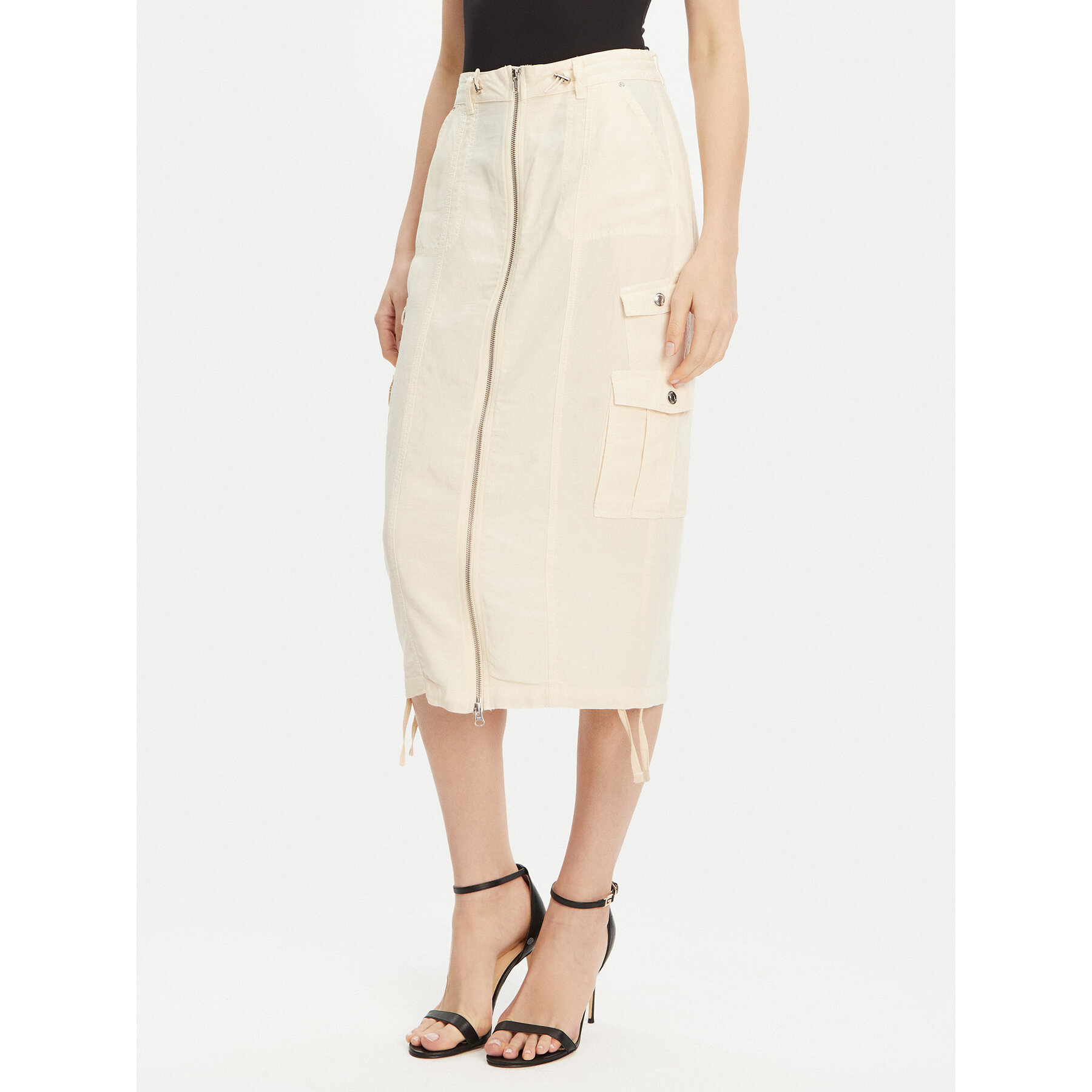 Guess Spódnica midi W5GD1H WG8N0 Beżowy Regular Fit