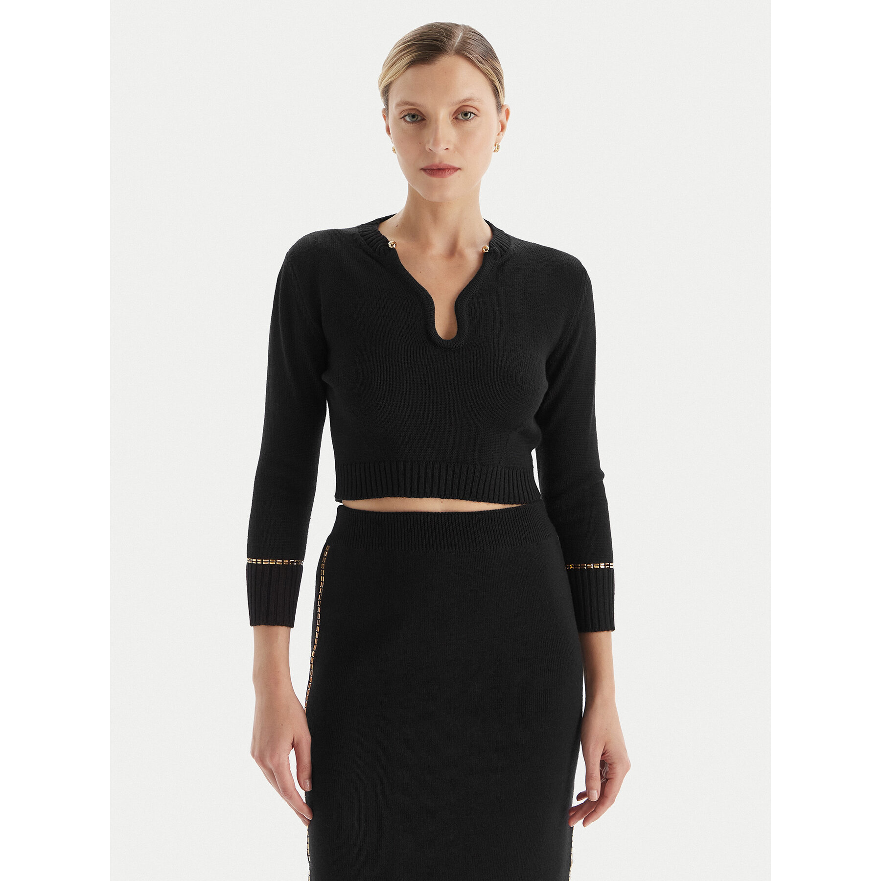 Simona Corsellini Sweter A25CPMGE0601 Czarny Slim Fit