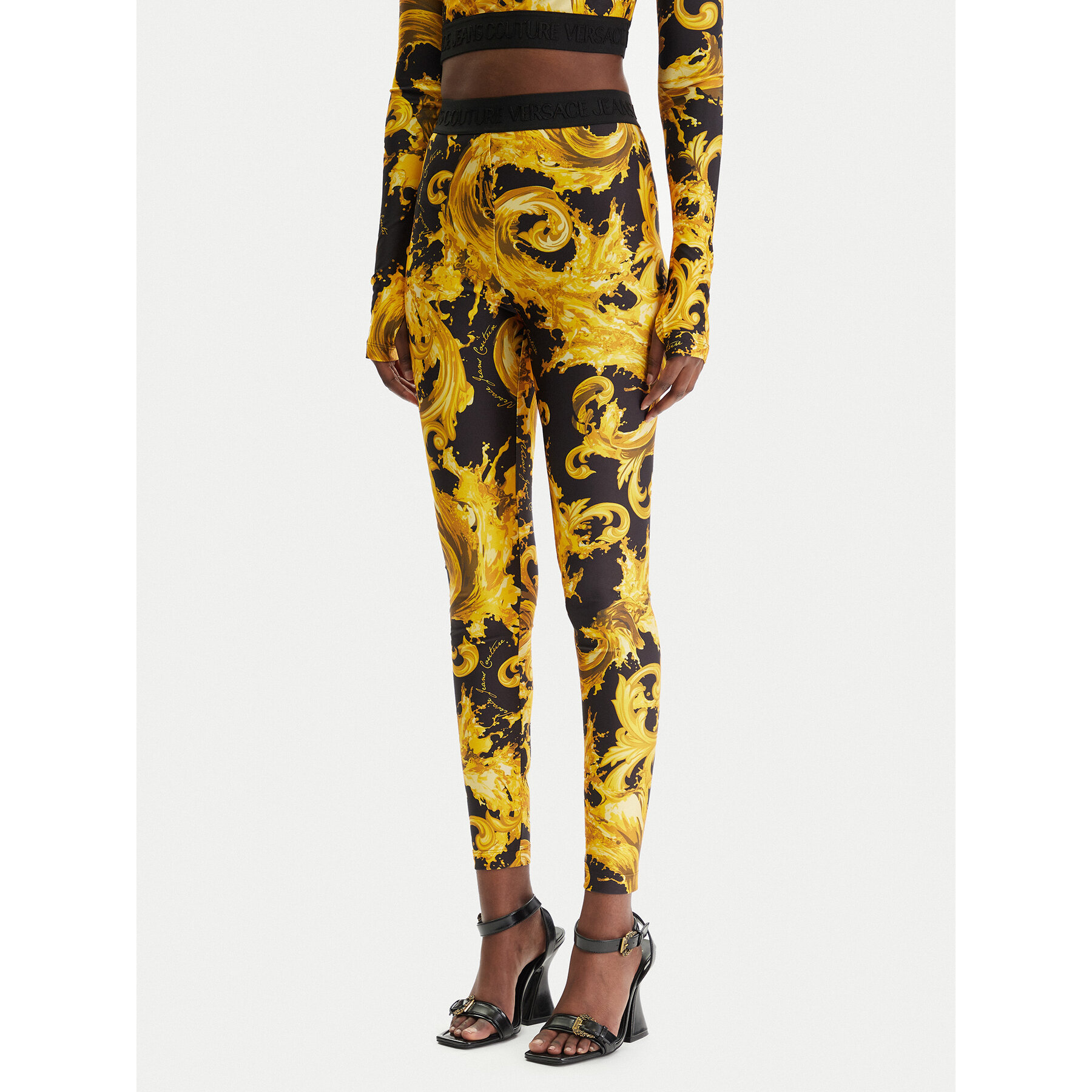 Versace Jeans Couture Legginsy 80HAC101 JS532 Czarny Slim Fit