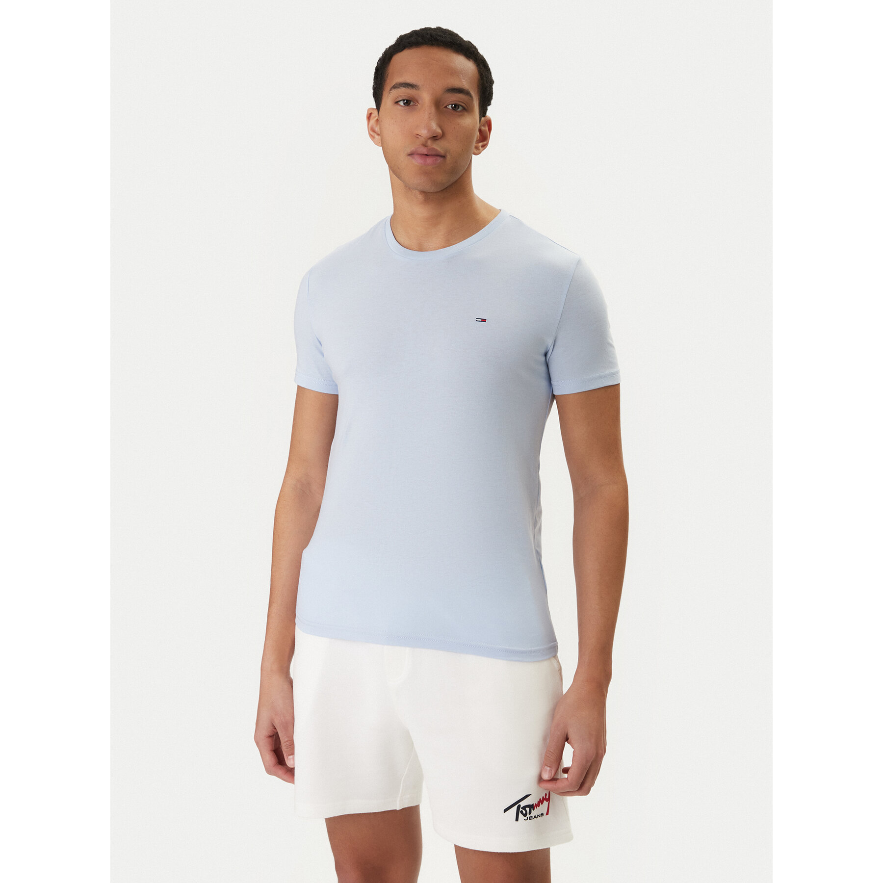 Tommy Jeans T-Shirt DM0DM20363 Błękitny Slim Fit