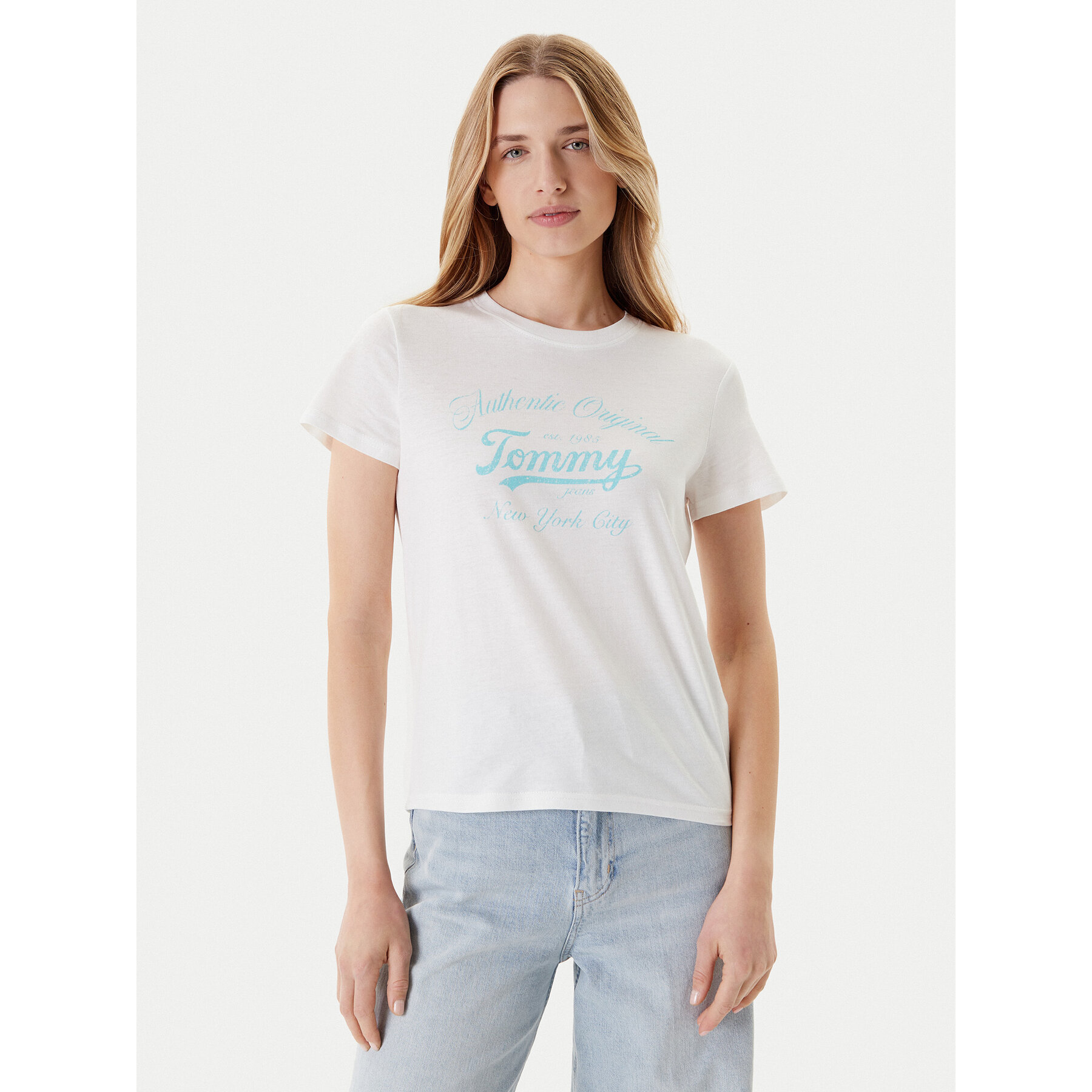 Tommy Jeans T-Shirt Essential DW0DW21404 Biały Regular Fit