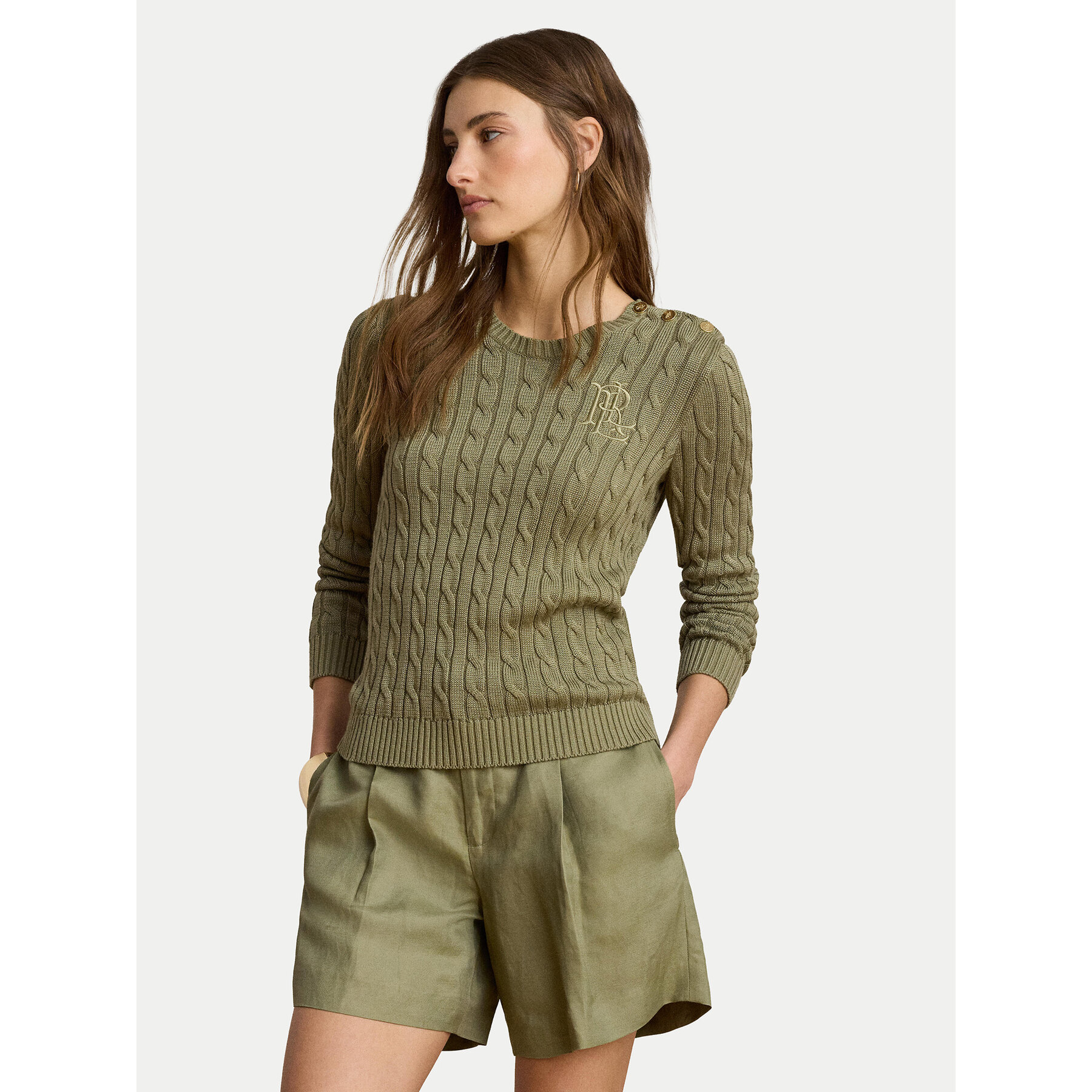 LAUREN RALPH LAUREN Sweter Montiva 200P14039004 Zielony Regular Fit