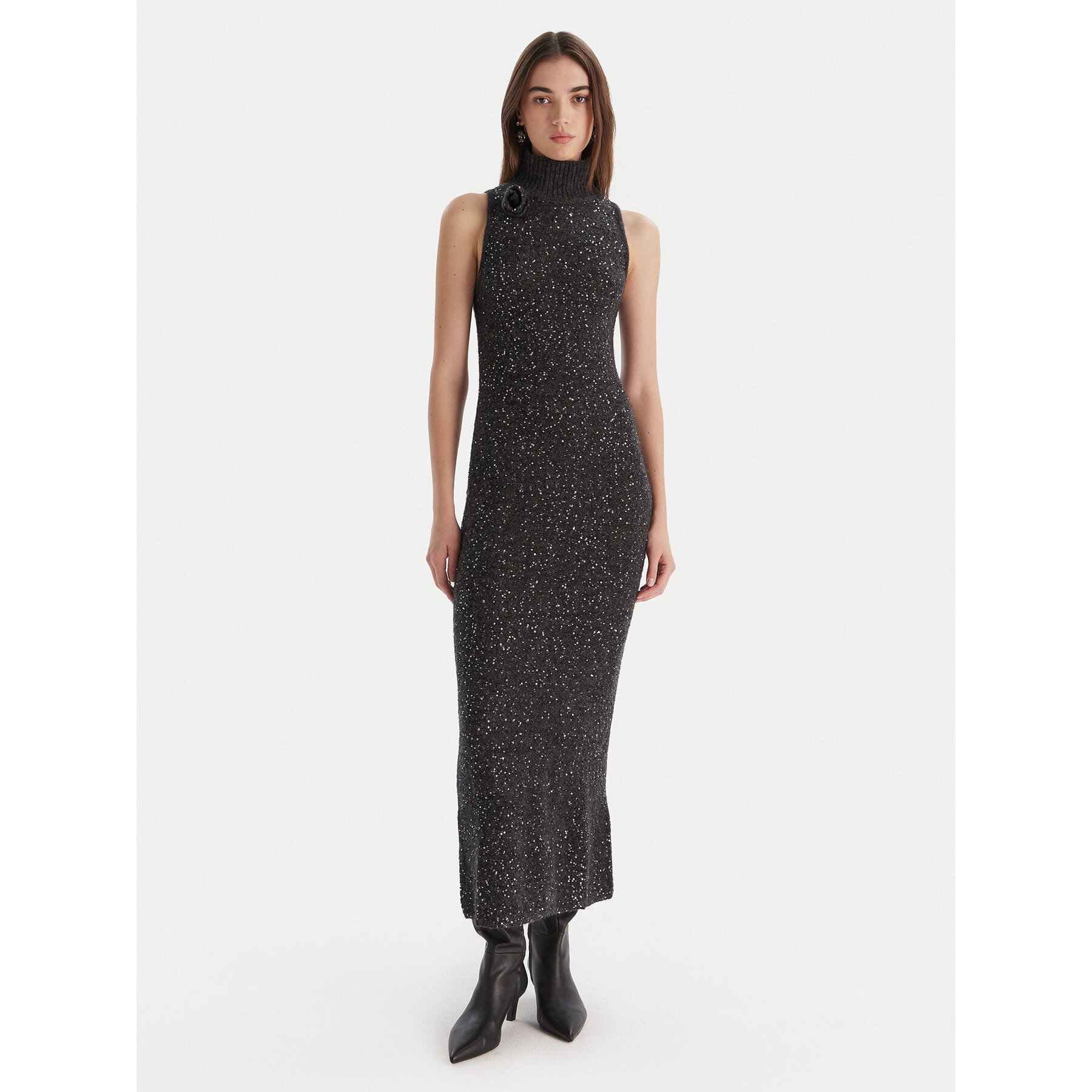 Marella Sukienka dzianinowa Ilsa 2523326072 Szary Slim Fit