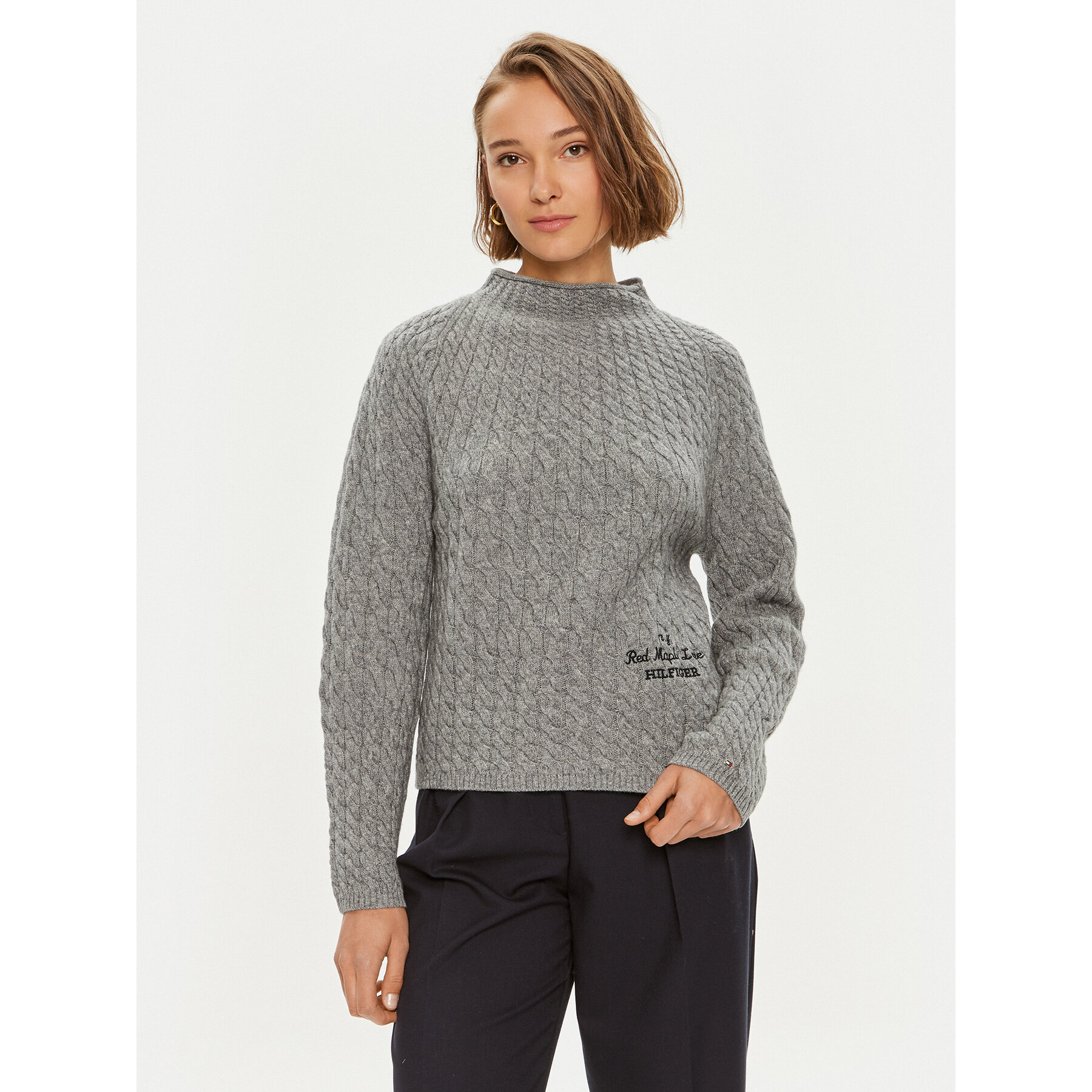 Tommy Hilfiger Sweter WW0WW42144 Szary Relaxed Fit