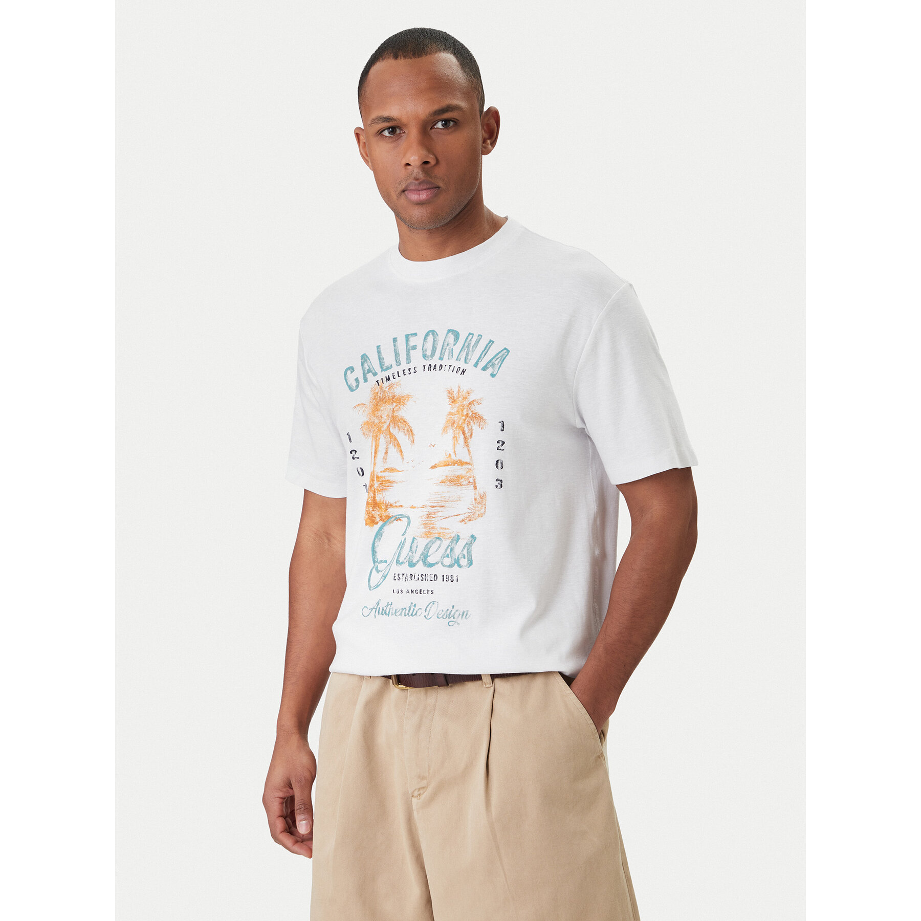 Guess T-Shirt M6GI20 K3052 Biały Reglan Fit