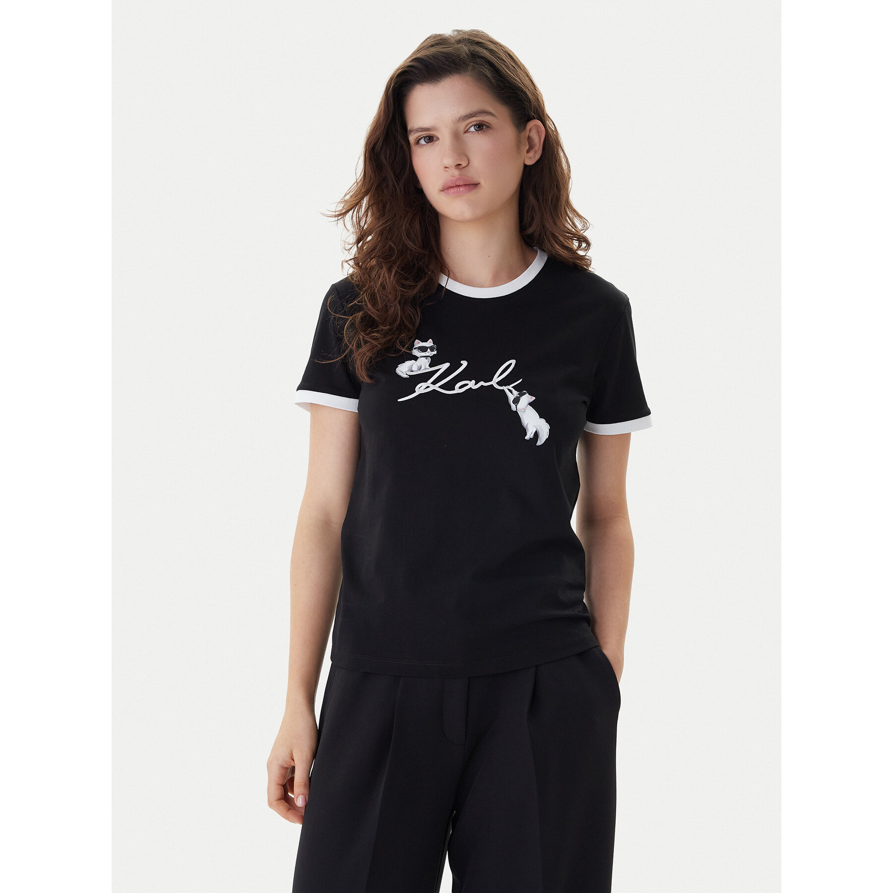 KARL LAGERFELD T-Shirt B1W17040 Czarny Slim Fit