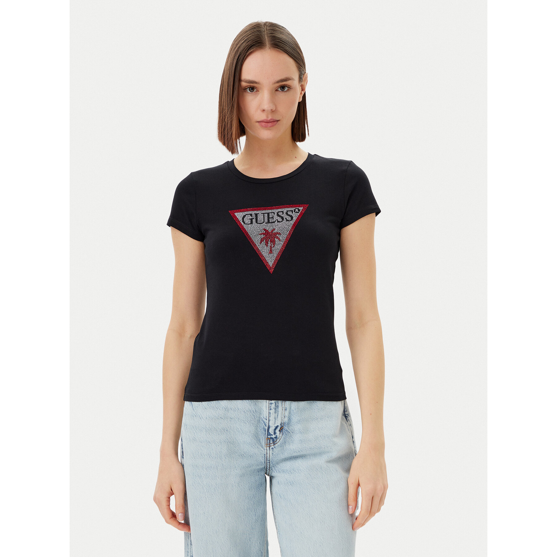 Guess T-Shirt E5GI08 J1314 Czarny Slim Fit