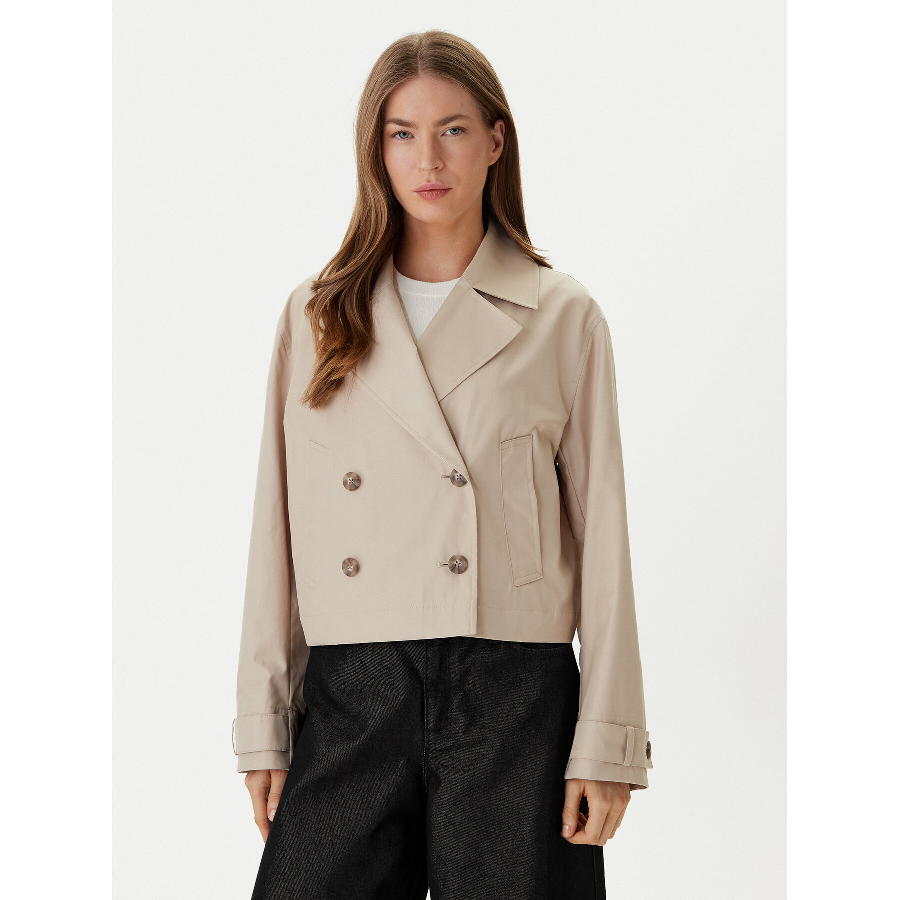 Calvin Klein Trencz LV044B541G Beżowy Regular Fit