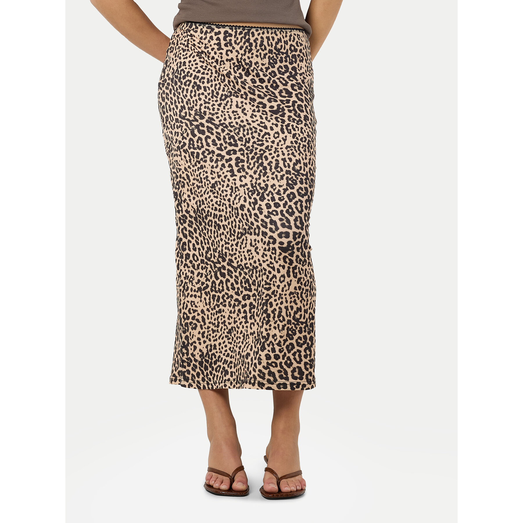 Noisy May Spódnica midi Avery 27034322 Brązowy Slim Fit