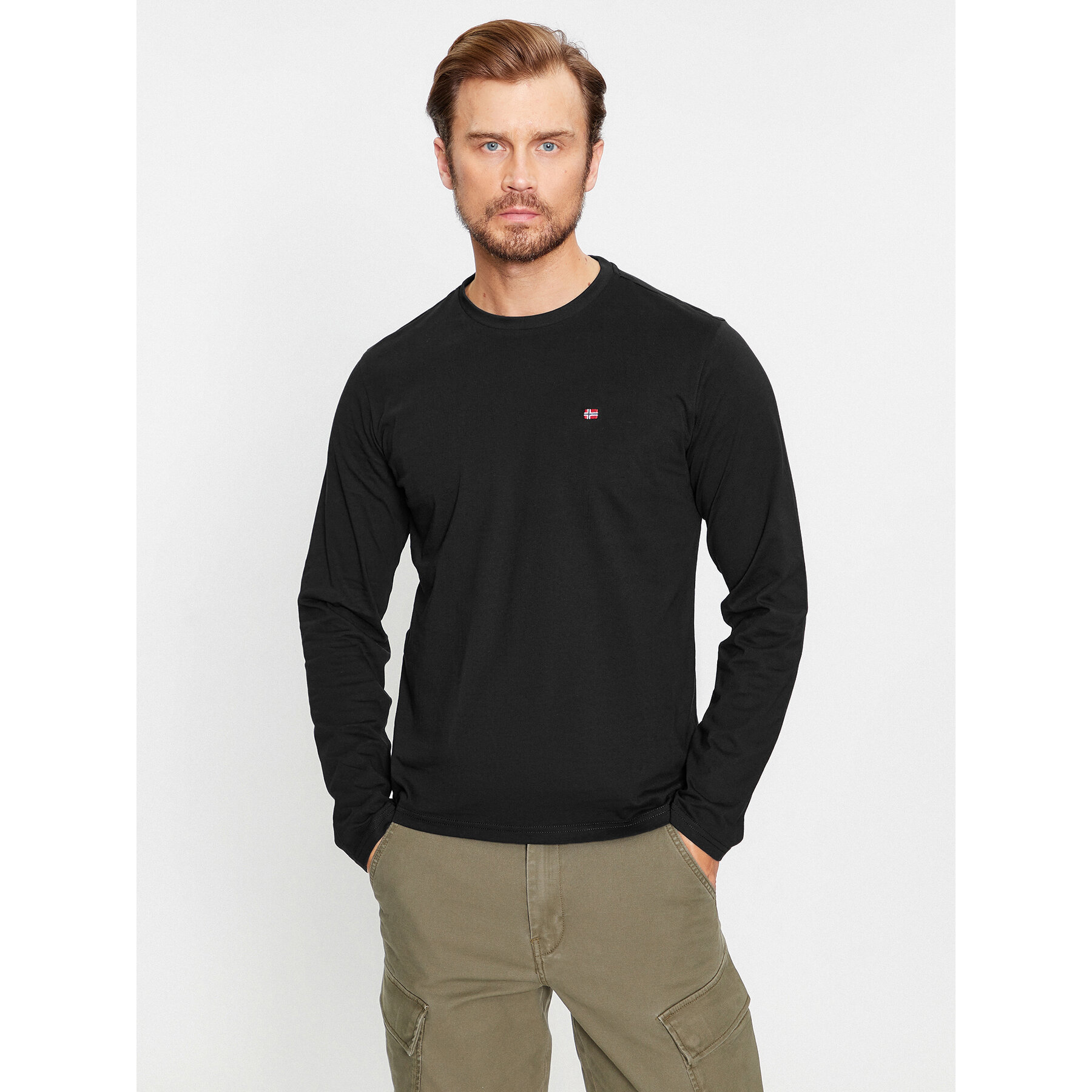 Napapijri Longsleeve Salis NP0A4HN7 Czarny Regular Fit