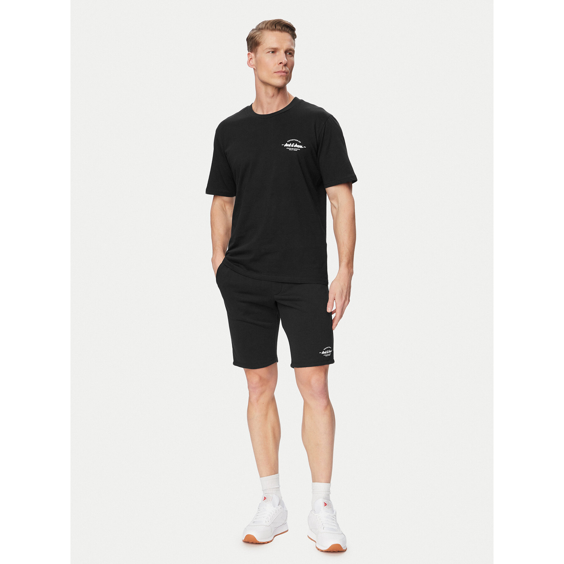 Jack & Jones Komplet t-shirt i spodenki Brandon 12298184 Czarny Regular Fit