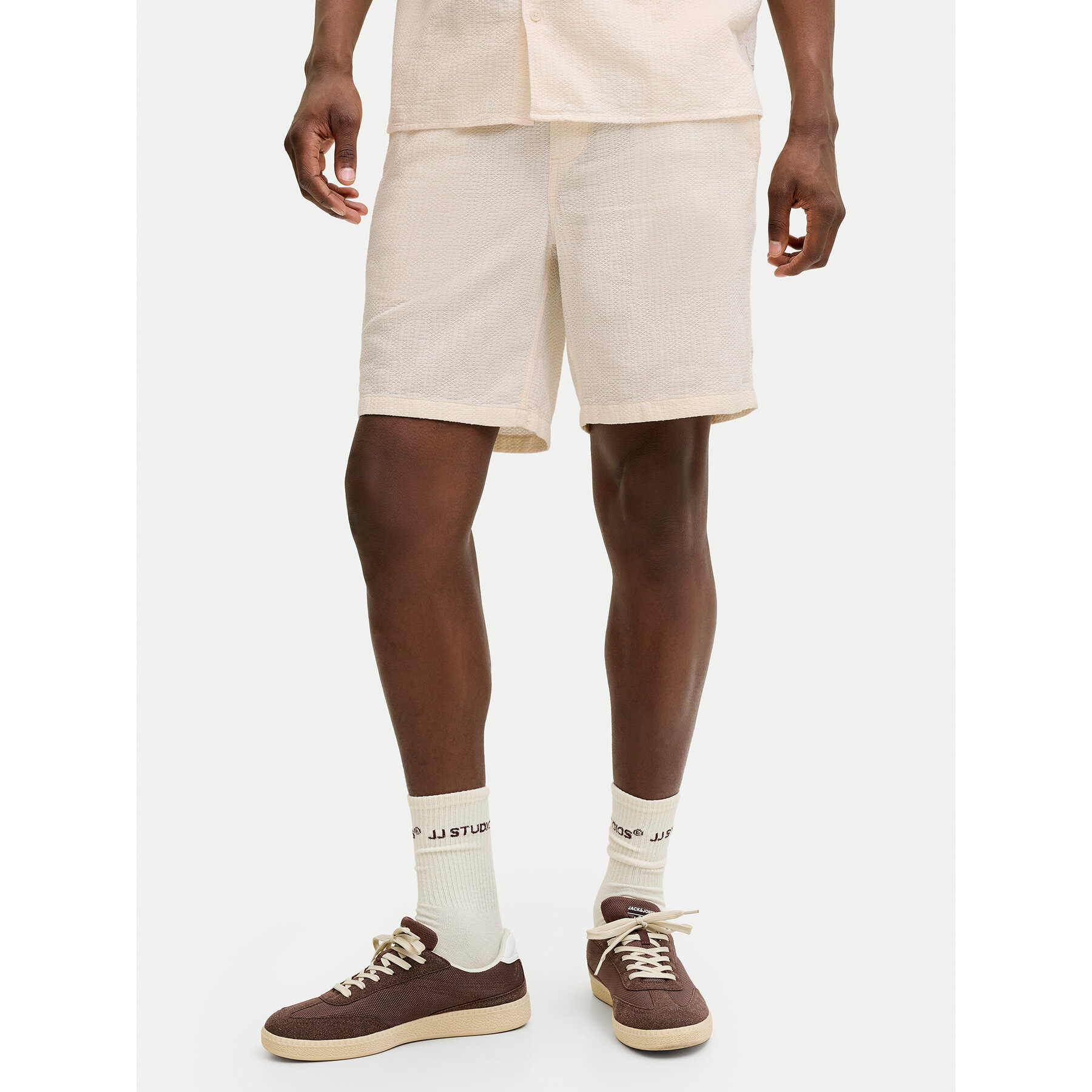 Jack & Jones Szorty materiałowe St.Jaiden 12293471 Kremowy Relaxed Fit