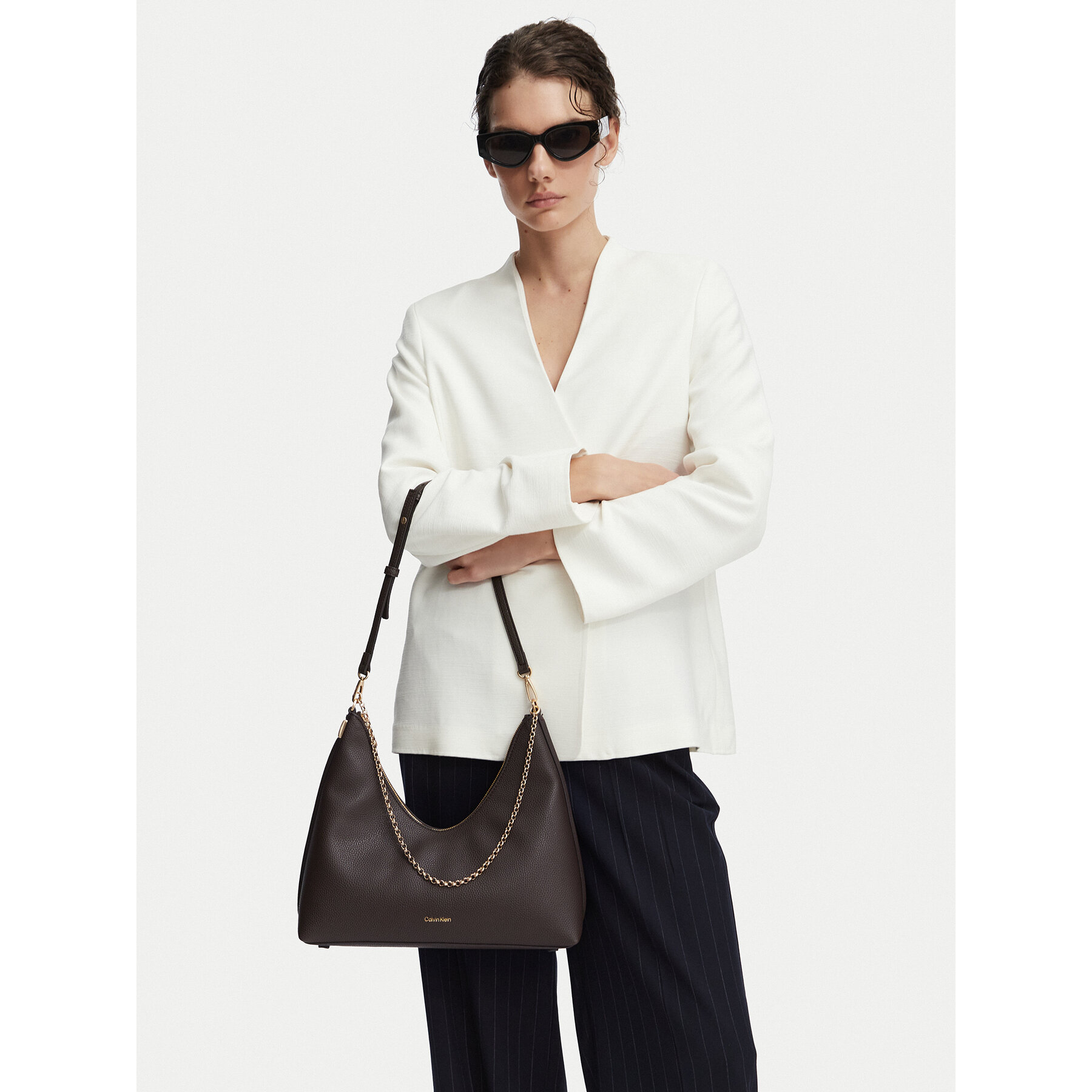 Calvin Klein Torebka Emblem Hw Pebble Shoulder Bag LV04F3495G Beżowy