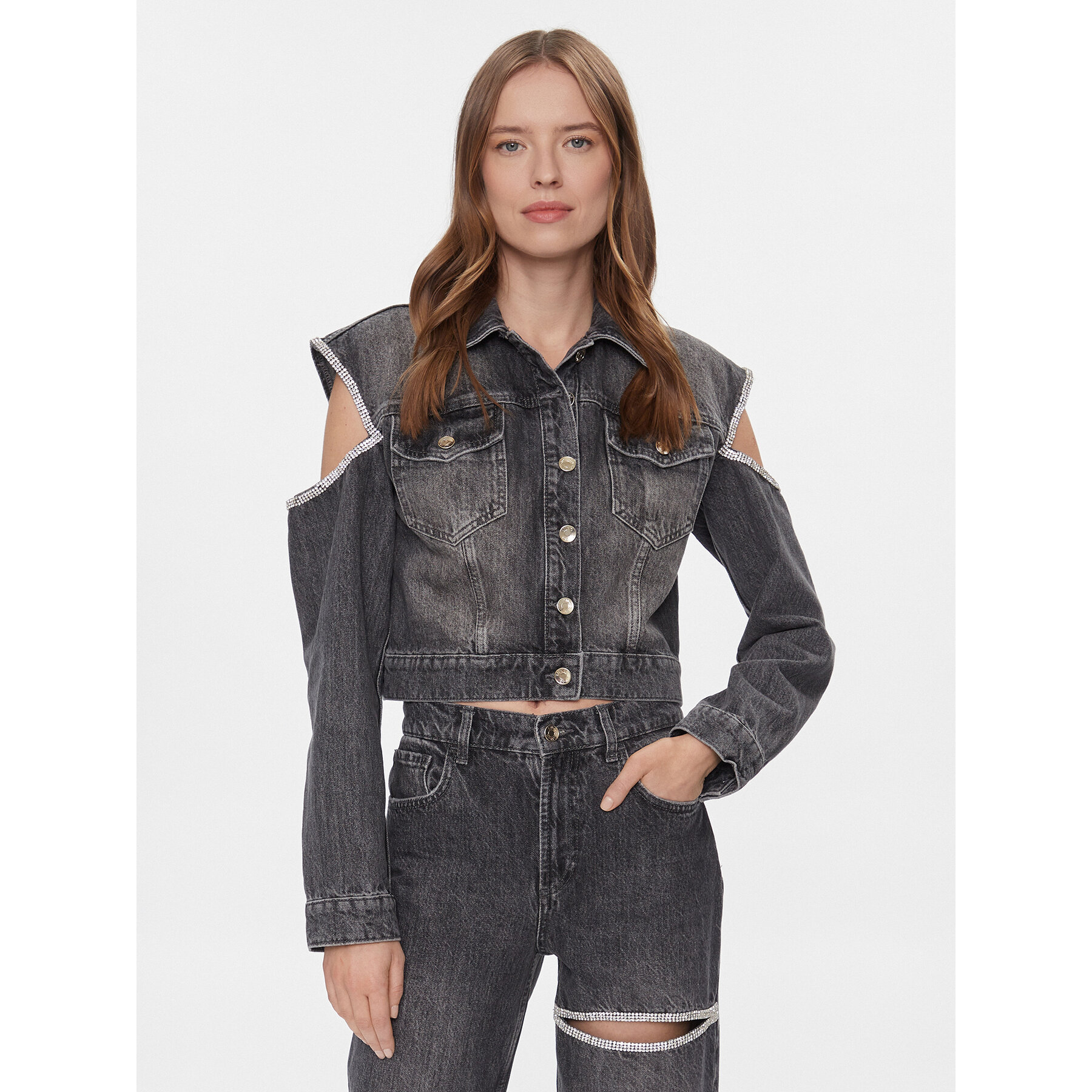 Liu Jo Kurtka jeansowa UA4117 D4891 Szary Regular Fit