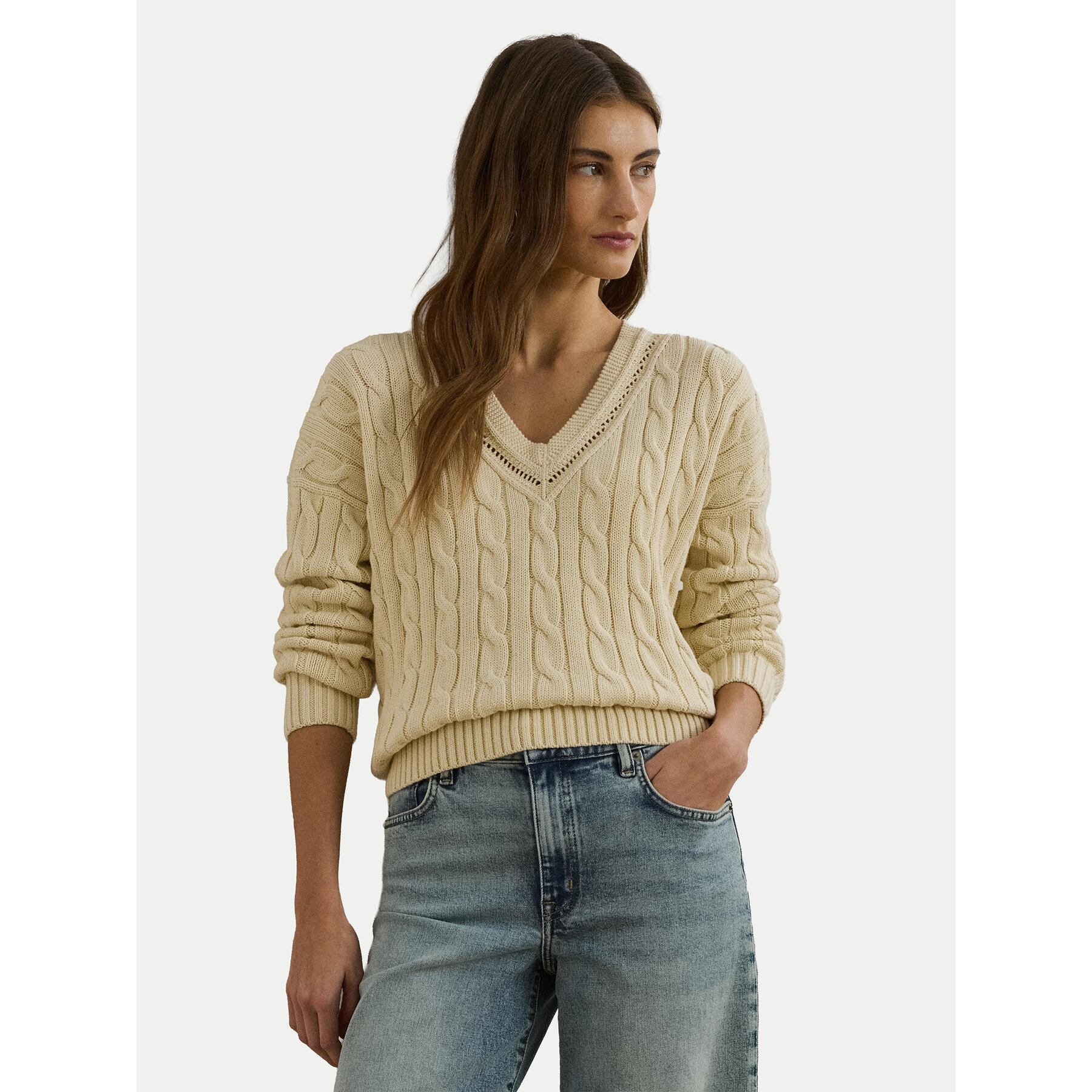 LAUREN RALPH LAUREN Sweter 200971374002 Beżowy Relaxed Fit