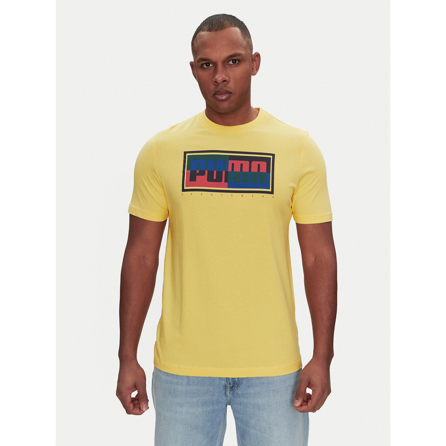 Puma T-Shirt Graphics Box 684827 Żółty Regular Fit