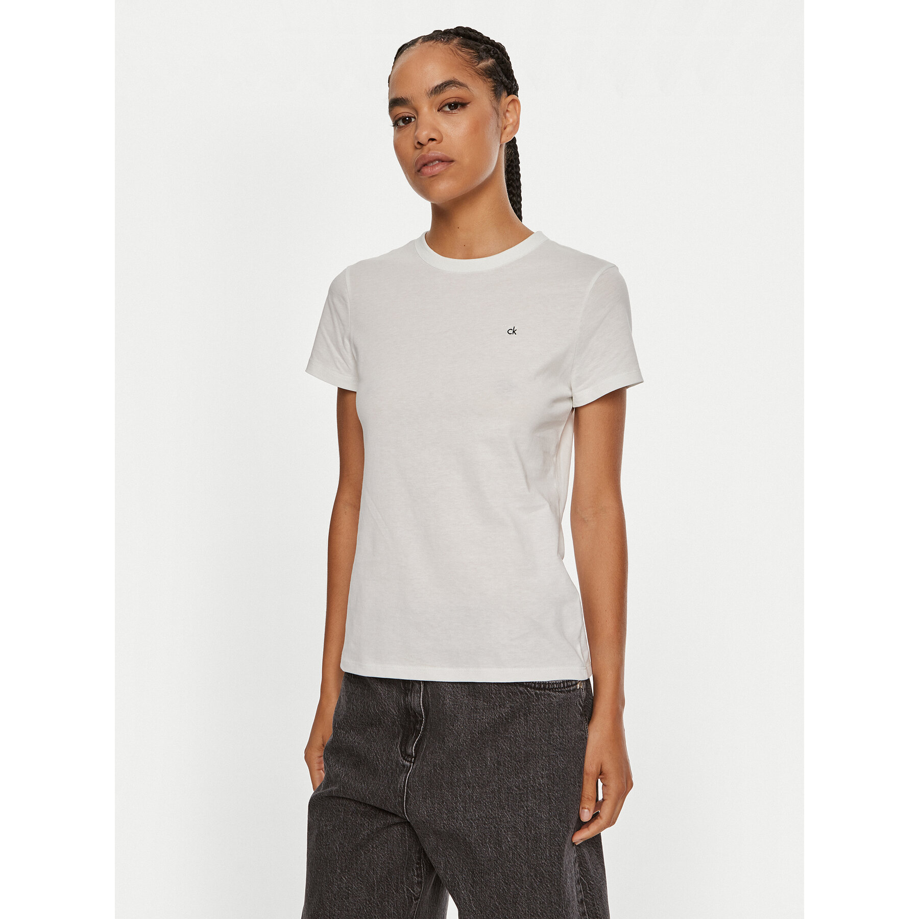 Calvin Klein T-Shirt Emb Graphic K20K208061 Biały Slim Fit