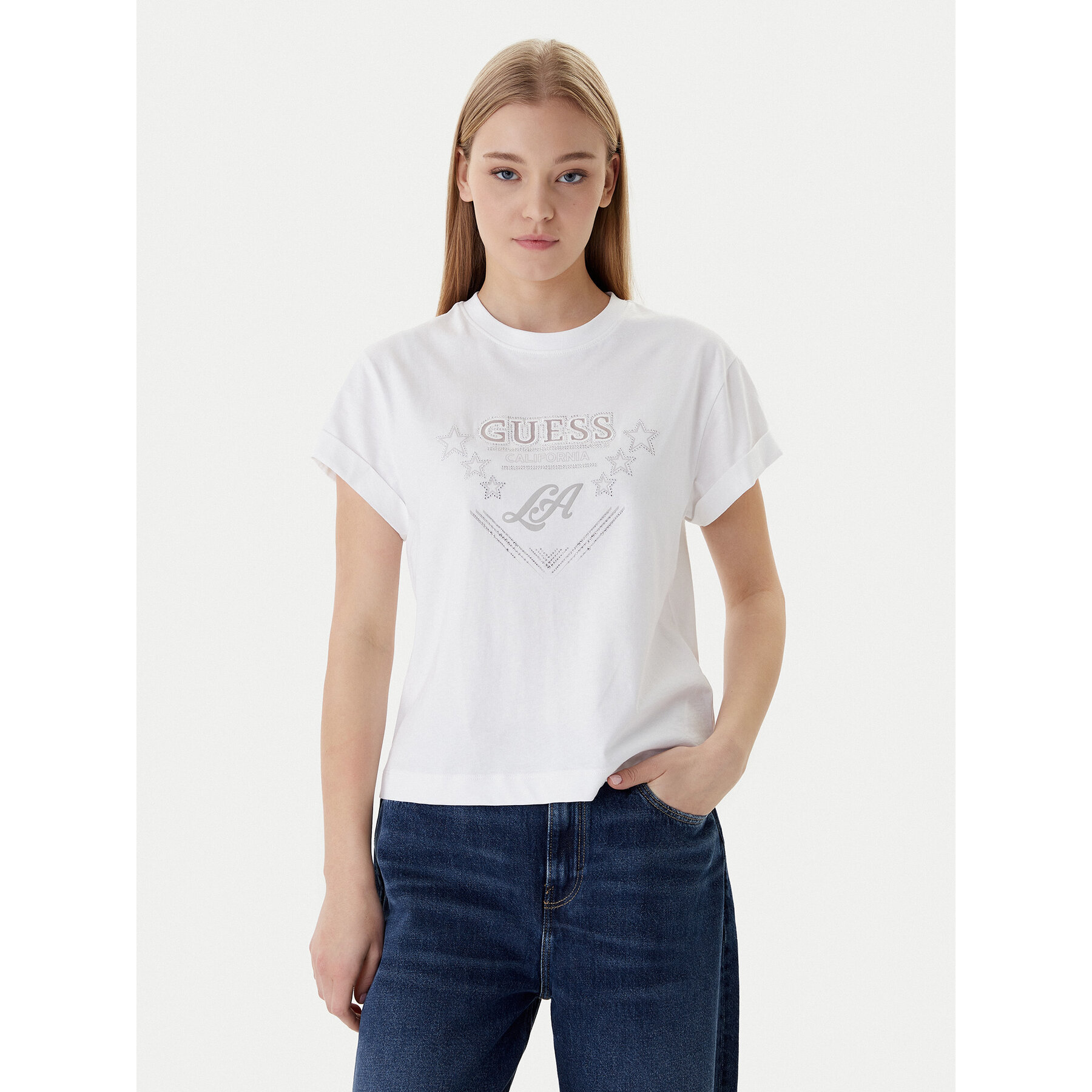 Guess T-Shirt W6RI30 I3Z14 Biały Regular Fit