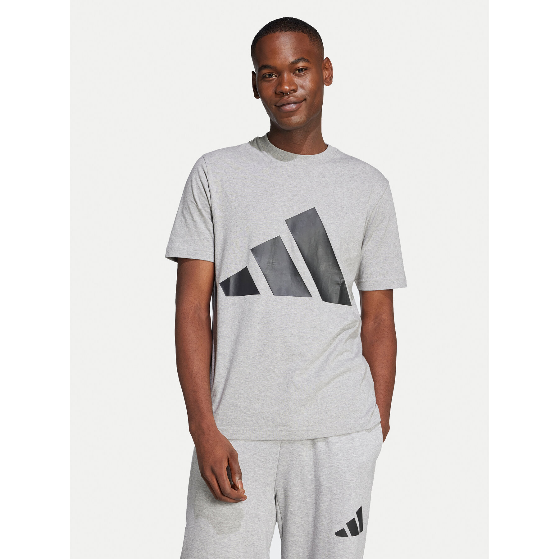 adidas T-Shirt Essentials Big Logo JE8948 Szary Regular Fit