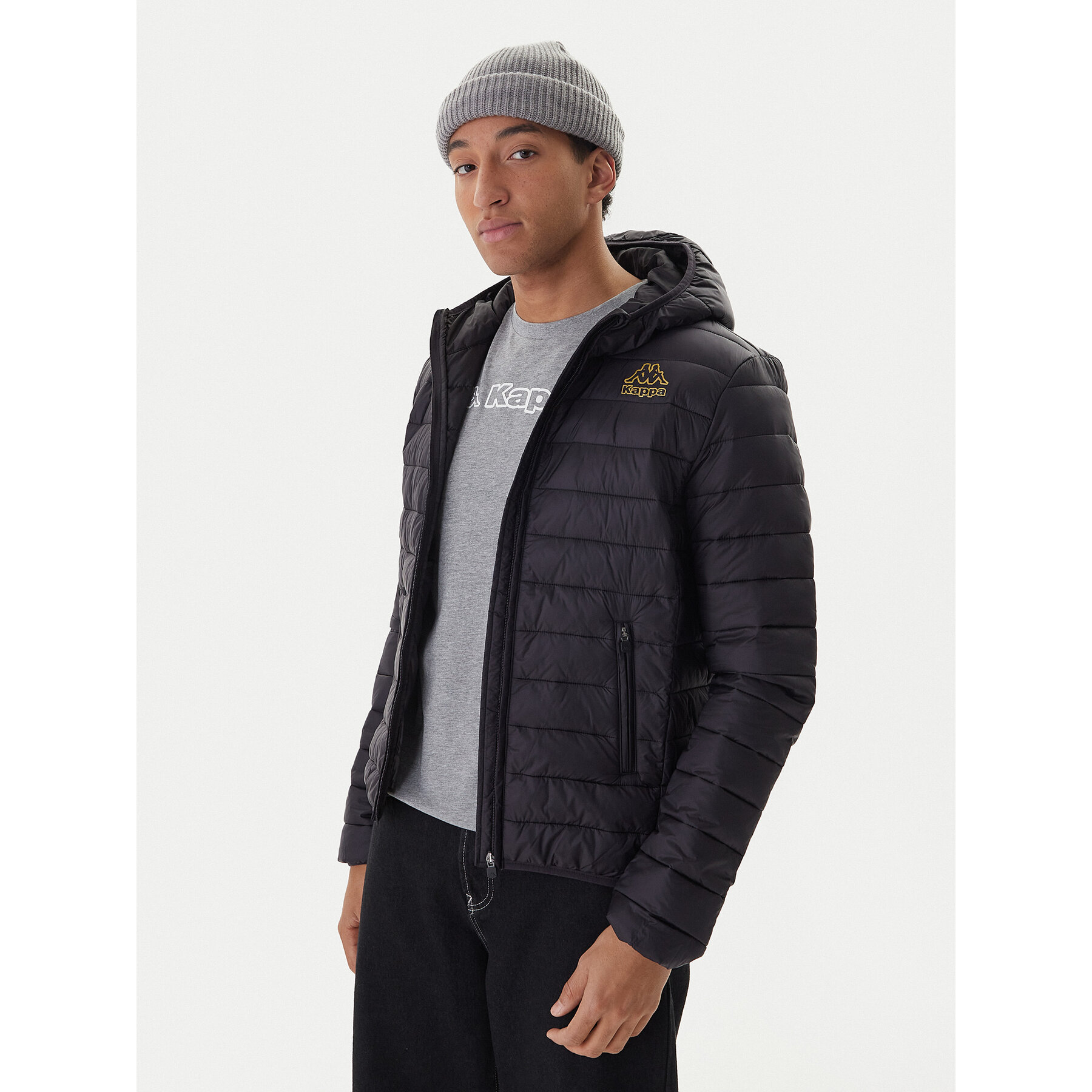 Kappa Kurtka przejściowa Logo Astrom 34243TW Czarny Slim Fit