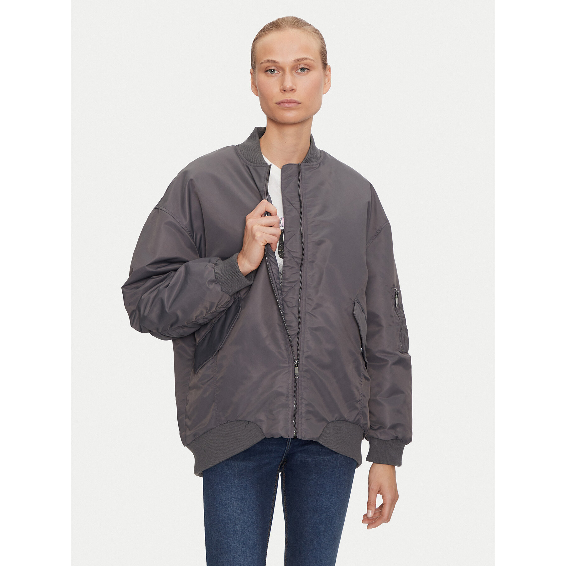 ONLY Kurtka bomber Mille 15322732 Szary Oversize