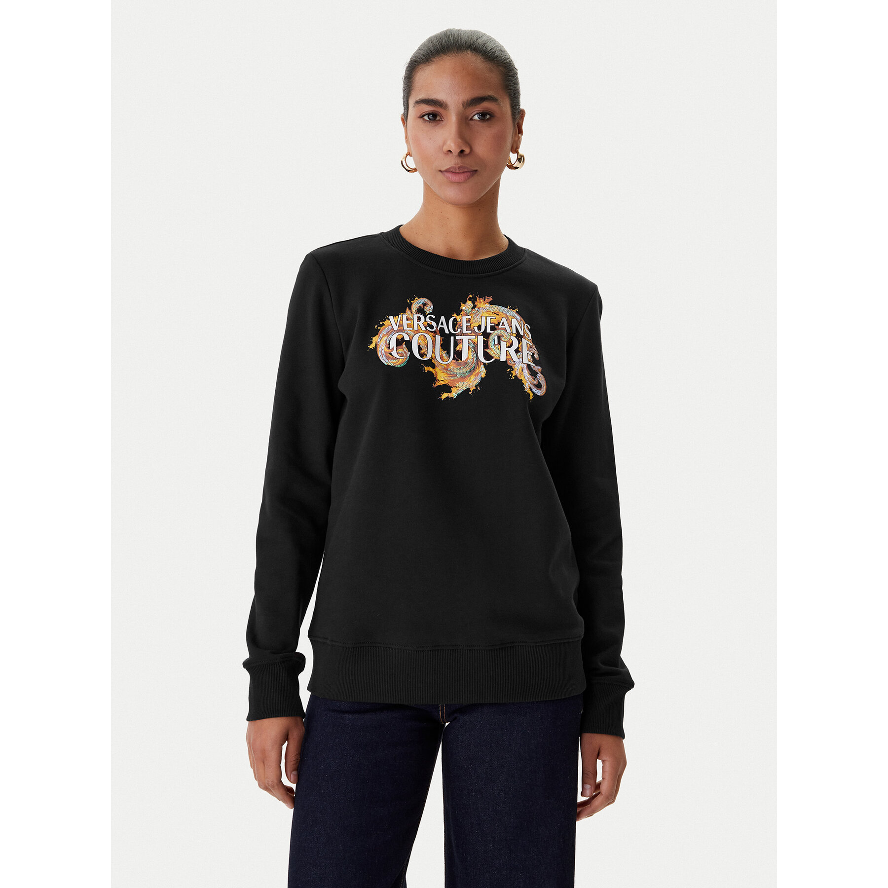 Versace Jeans Couture Bluza 80HAIE02 CF00E Czarny Regular Fit