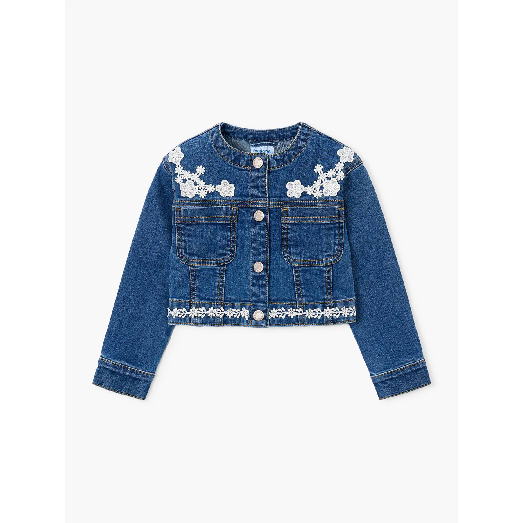 Mayoral Kurtka jeansowa 3453 Granatowy Cropped Fit