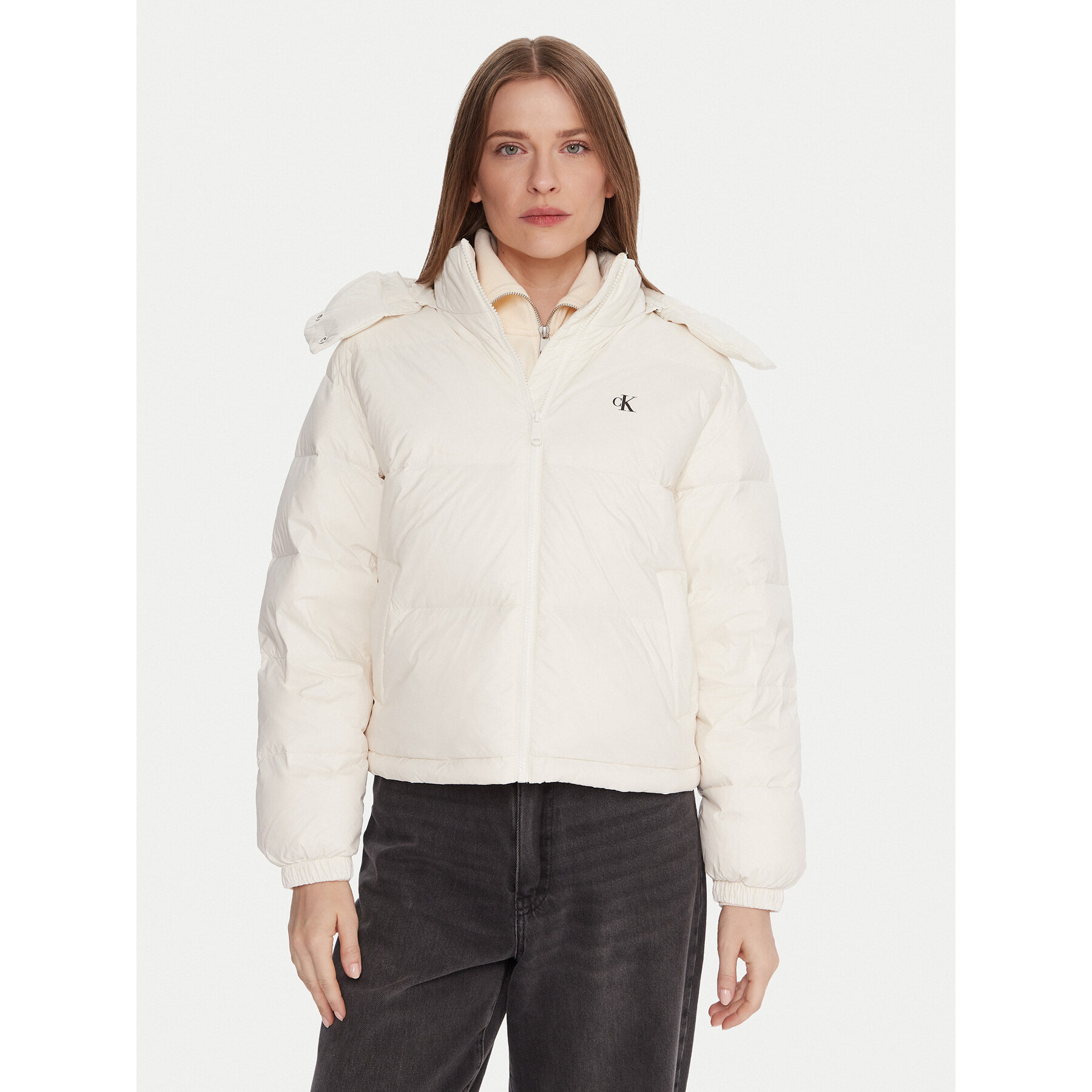 Calvin Klein Jeans Kurtka puchowa Essential LV047D501G Écru Relaxed Fit