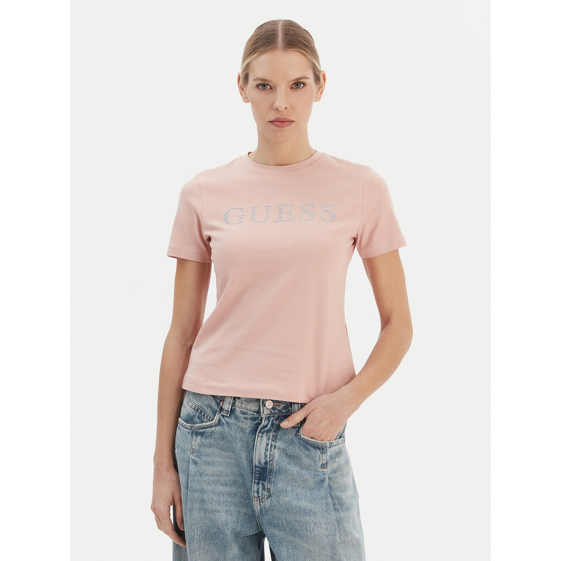 Guess T-Shirt V6RI20 J1314 Różowy Regular Fit