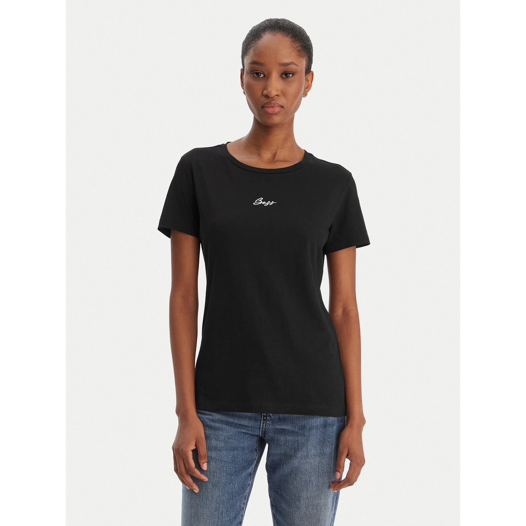 BOSS T-Shirt Elove 50554696 Czarny Slim Fit