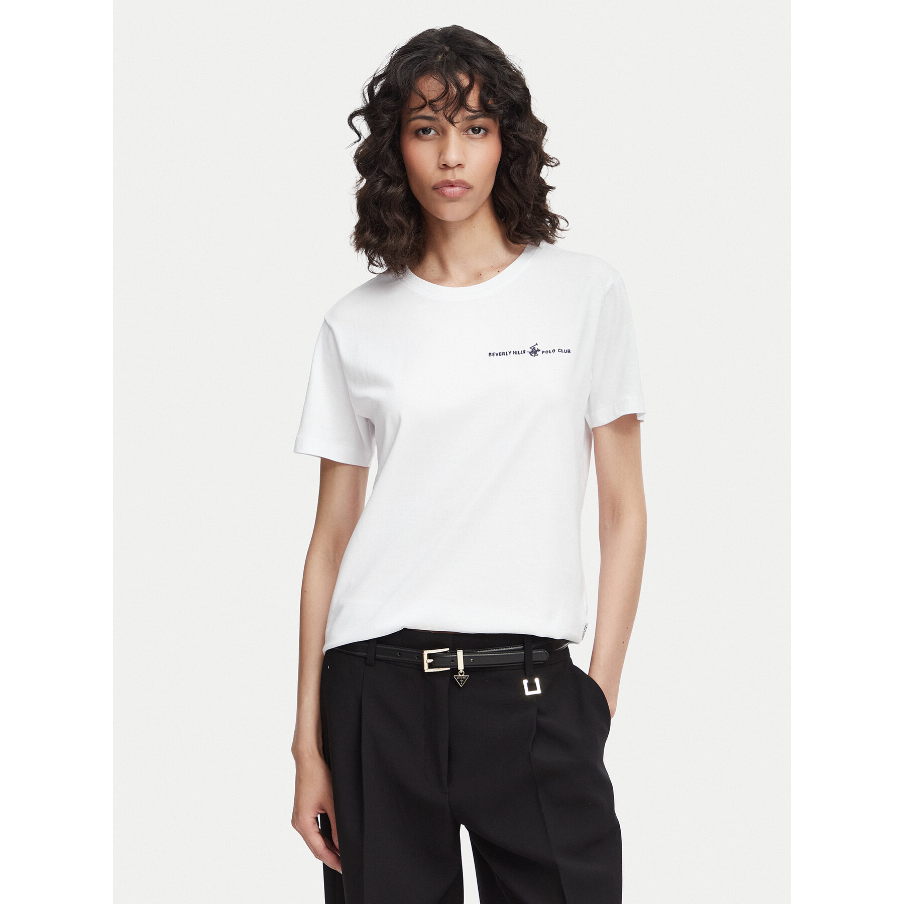 Beverly Hills Polo Club T-Shirt P-SS26W-TS085 Biały Regular Fit