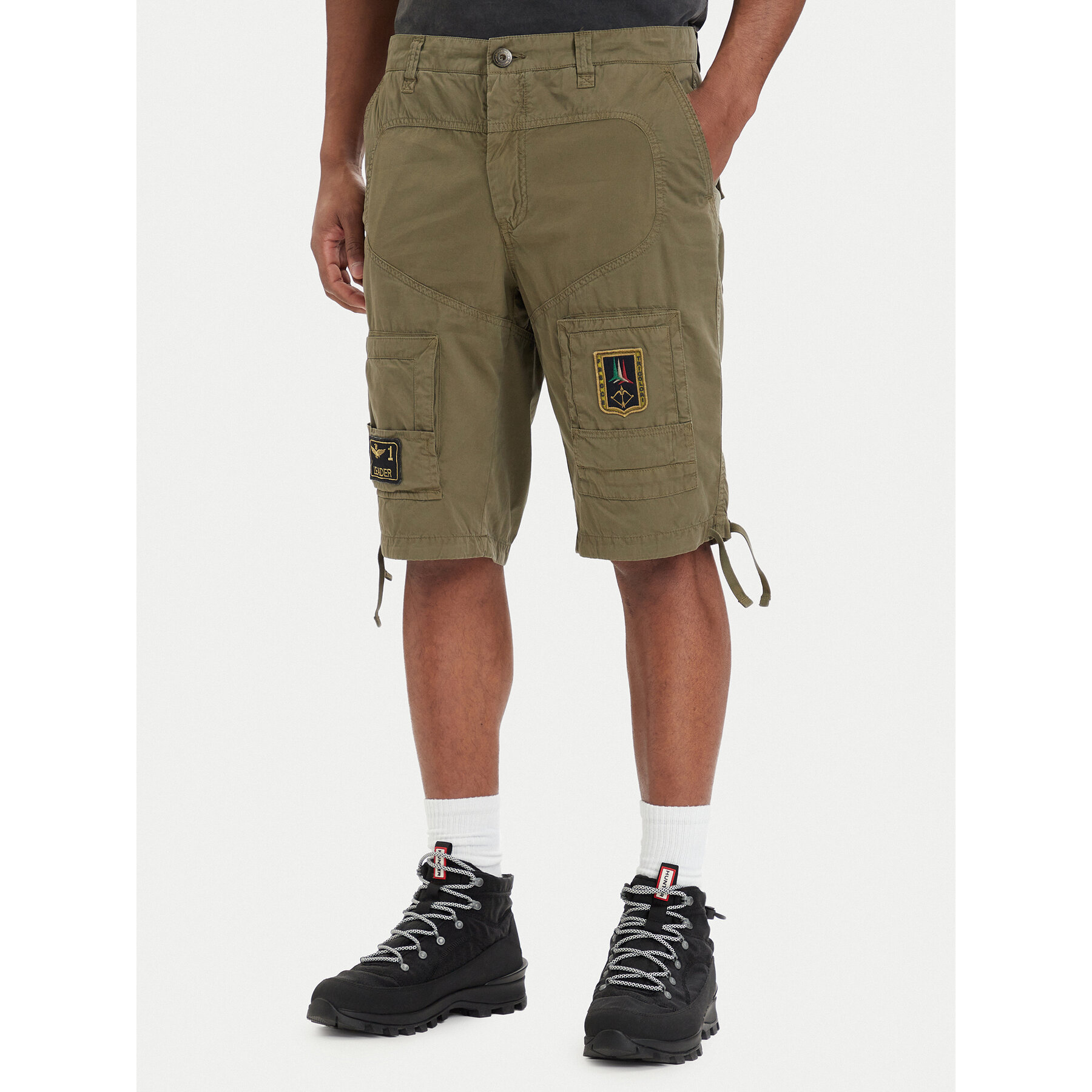 Aeronautica Militare Szorty materiałowe 261BE0041UCT01122 Zielony Regular Fit